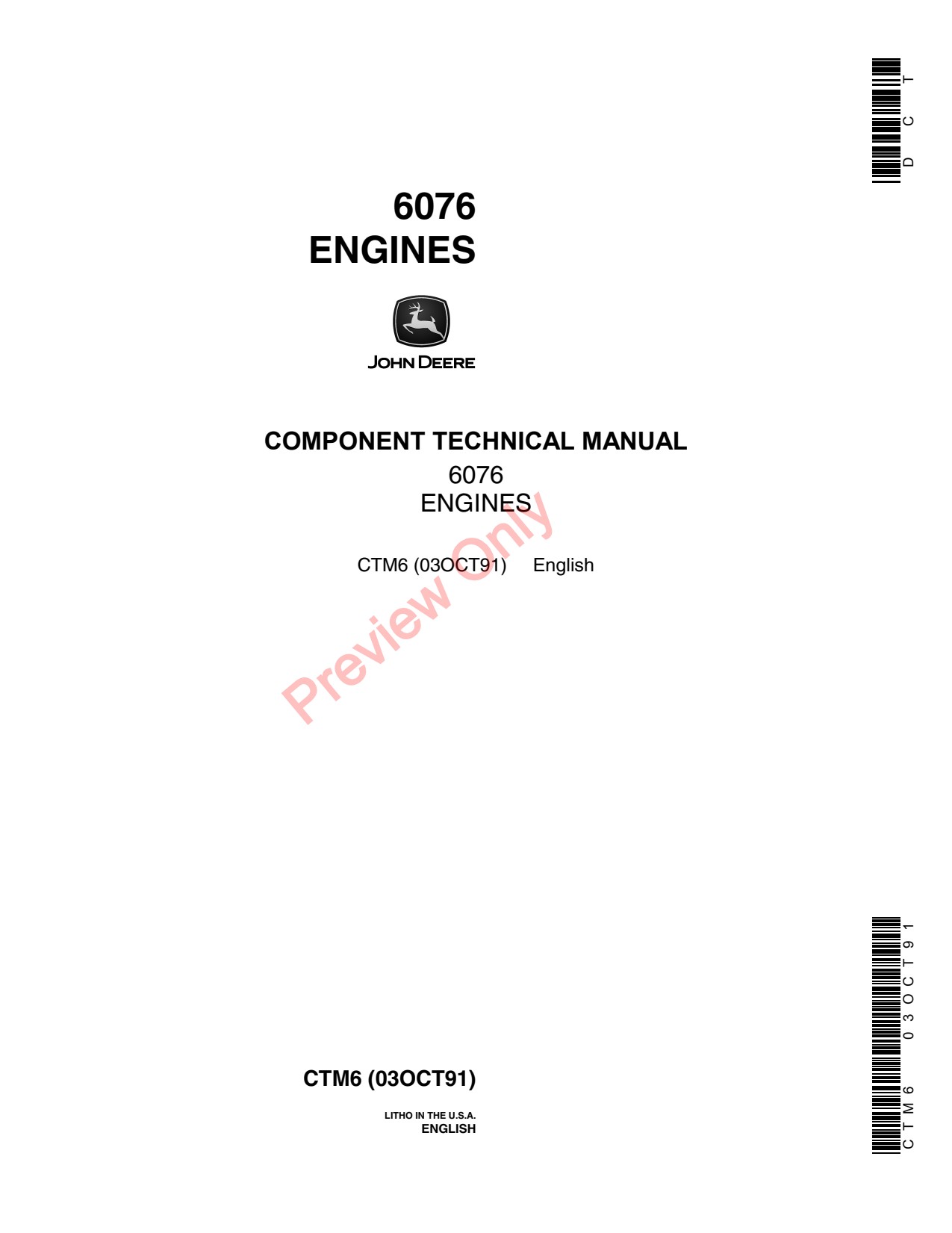 John Deere 6076 4455 4755 4955 9400 4560 to 4960 8560 8960 9965 4055 4255 4555 9960 9500 9600 400 Diesel Engine Component Technical Manual CTM6 1 John Deere 6076 4455 4755 4955 9400 4560 to 4960 8560 8960 9965 4055 4255 4555 9960 9500 9600 400 Diesel Engine Component Technical Manual CTM6