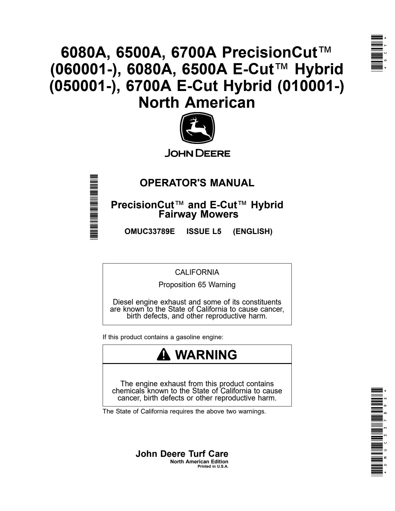 John Deere 6080A 6700A 6500A E-Cut Hybrid Wide Area Mower Operator Manual OMUC33789E 1 John Deere 6080A 6700A 6500A E-Cut Hybrid Wide Area Mower Operator Manual OMUC33789E