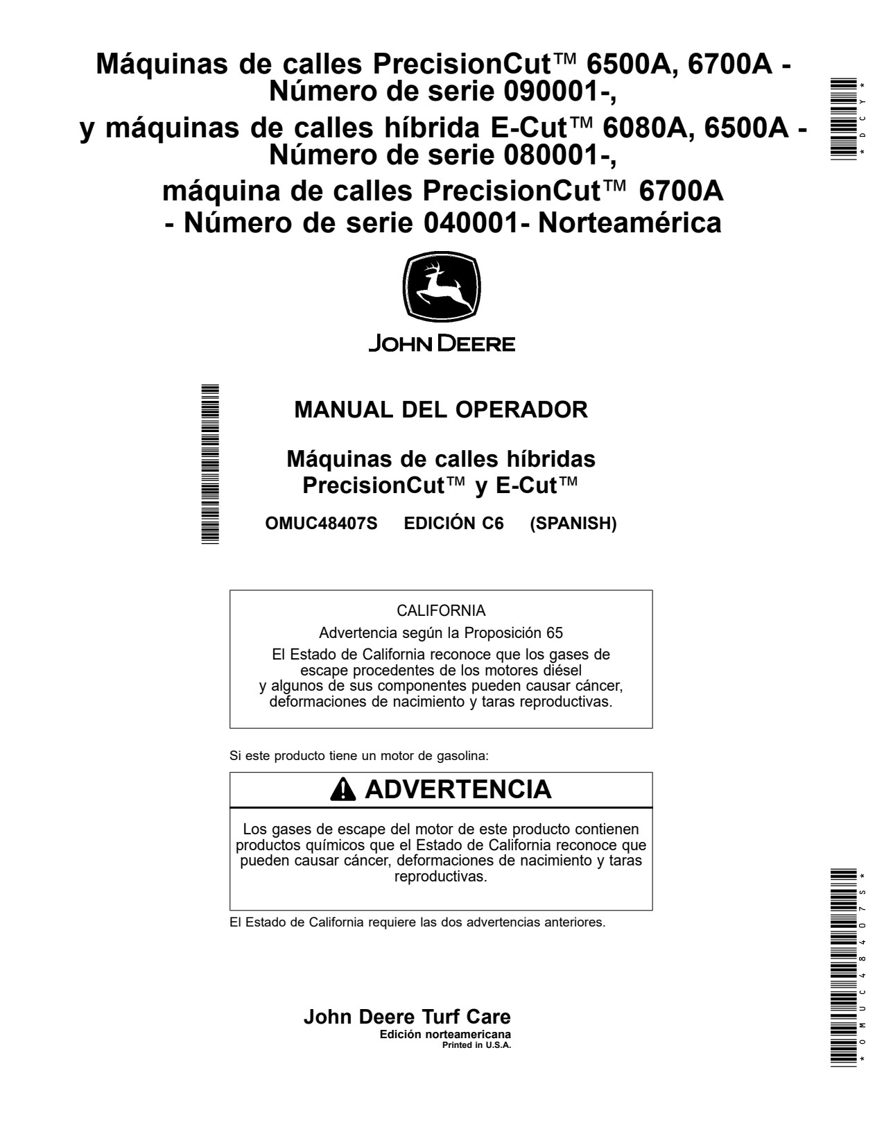 John Deere 6080A E-Cut Hybrid 6500A 6700A Wide Area Mower Operator Manual OMUC48407S ES 1 John Deere 6080A E-Cut Hybrid 6500A 6700A Wide Area Mower Operator Manual OMUC48407S ES