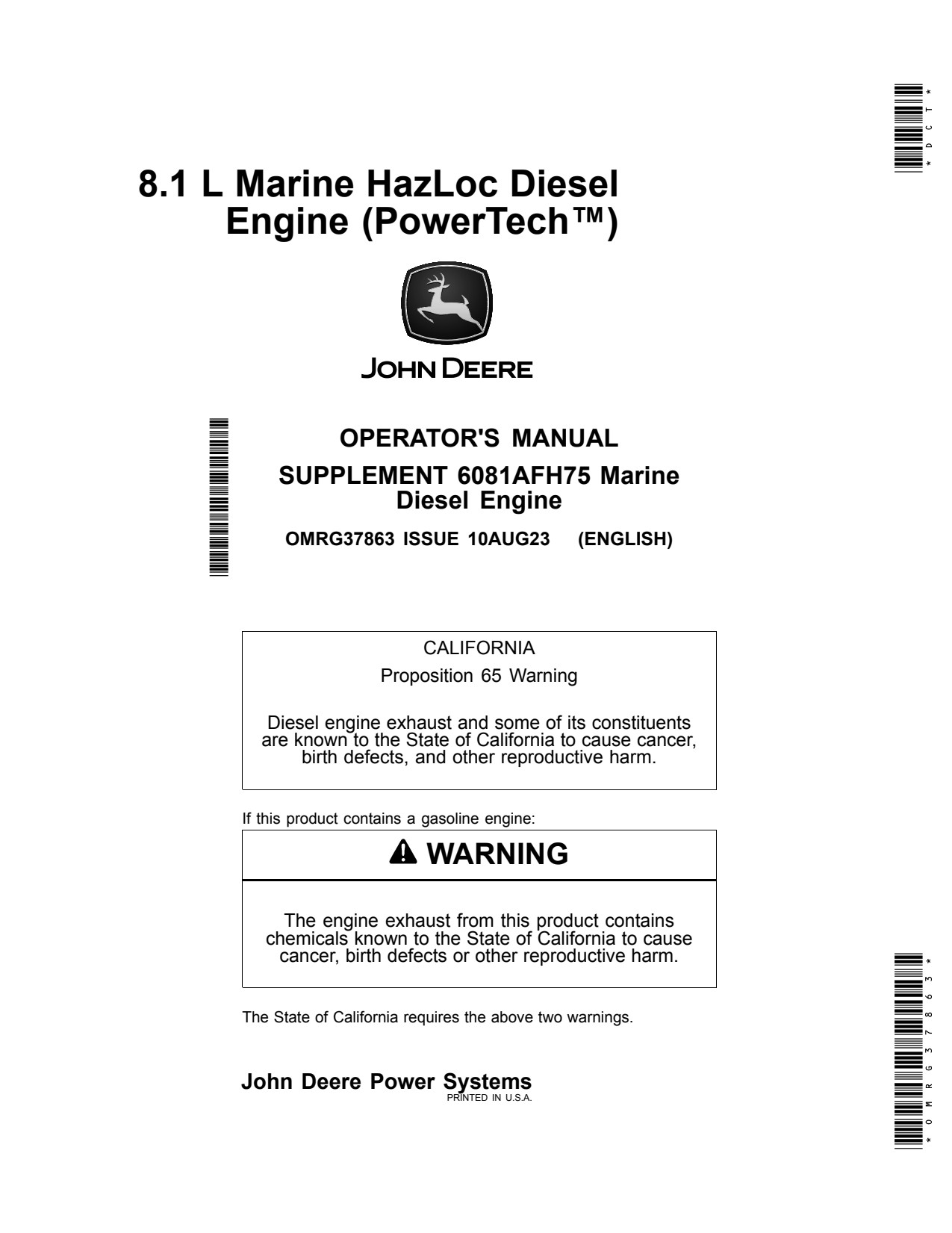 John Deere 6081 6081AFH75 OMRG35860 Hazloc Diesel Engine Operator Manual OMRG37863 1 John Deere 6081 6081AFH75 OMRG35860 Hazloc Diesel Engine Operator Manual OMRG37863