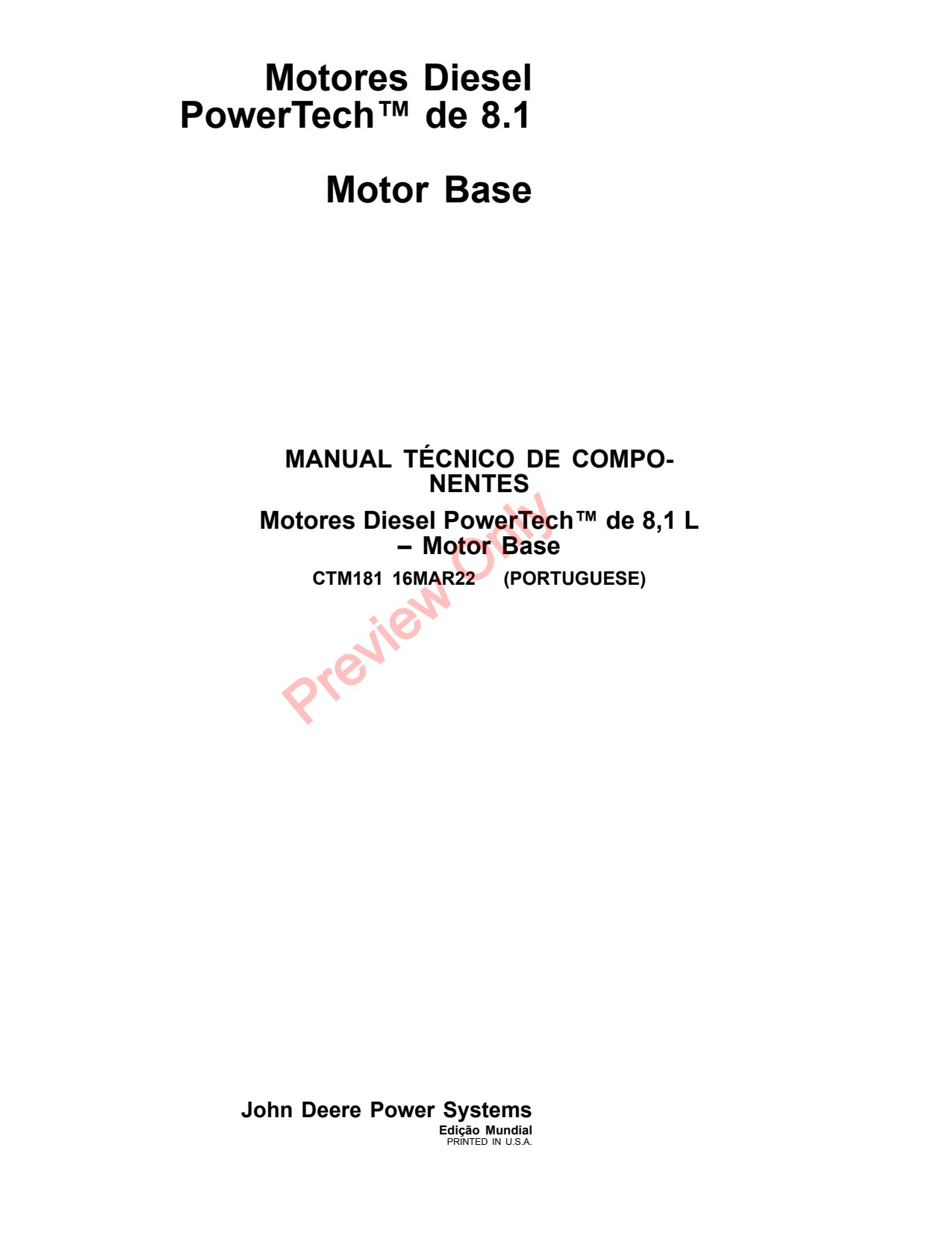 John Deere 6081 8.1L Bosch In-line Pump Component Technical Manual CTM181 PT 1 John Deere 6081 8.1L Bosch In-line Pump Component Technical Manual CTM181 PT