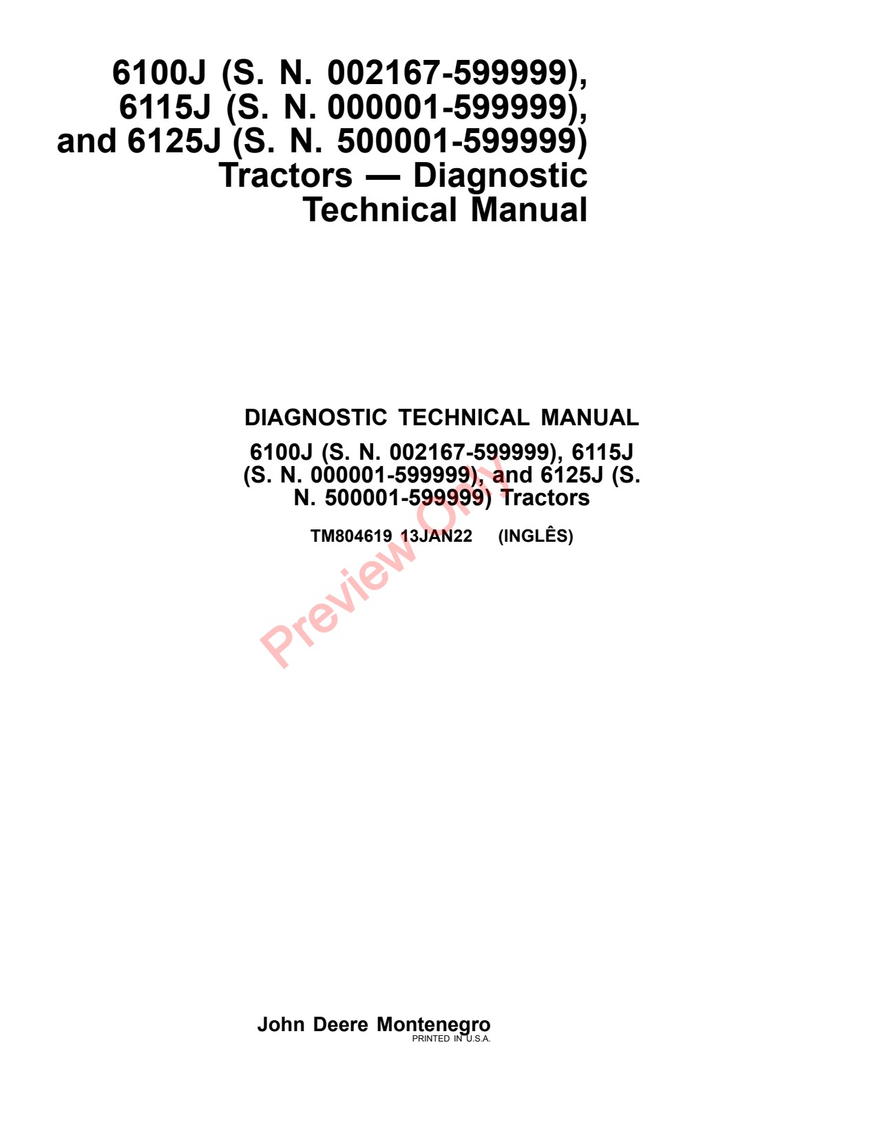 John Deere 6100J 6115J 6125J Tractor Diagnostic Technical Manual TM804619 1 John Deere 6100J 6115J 6125J Tractor Diagnostic Technical Manual TM804619