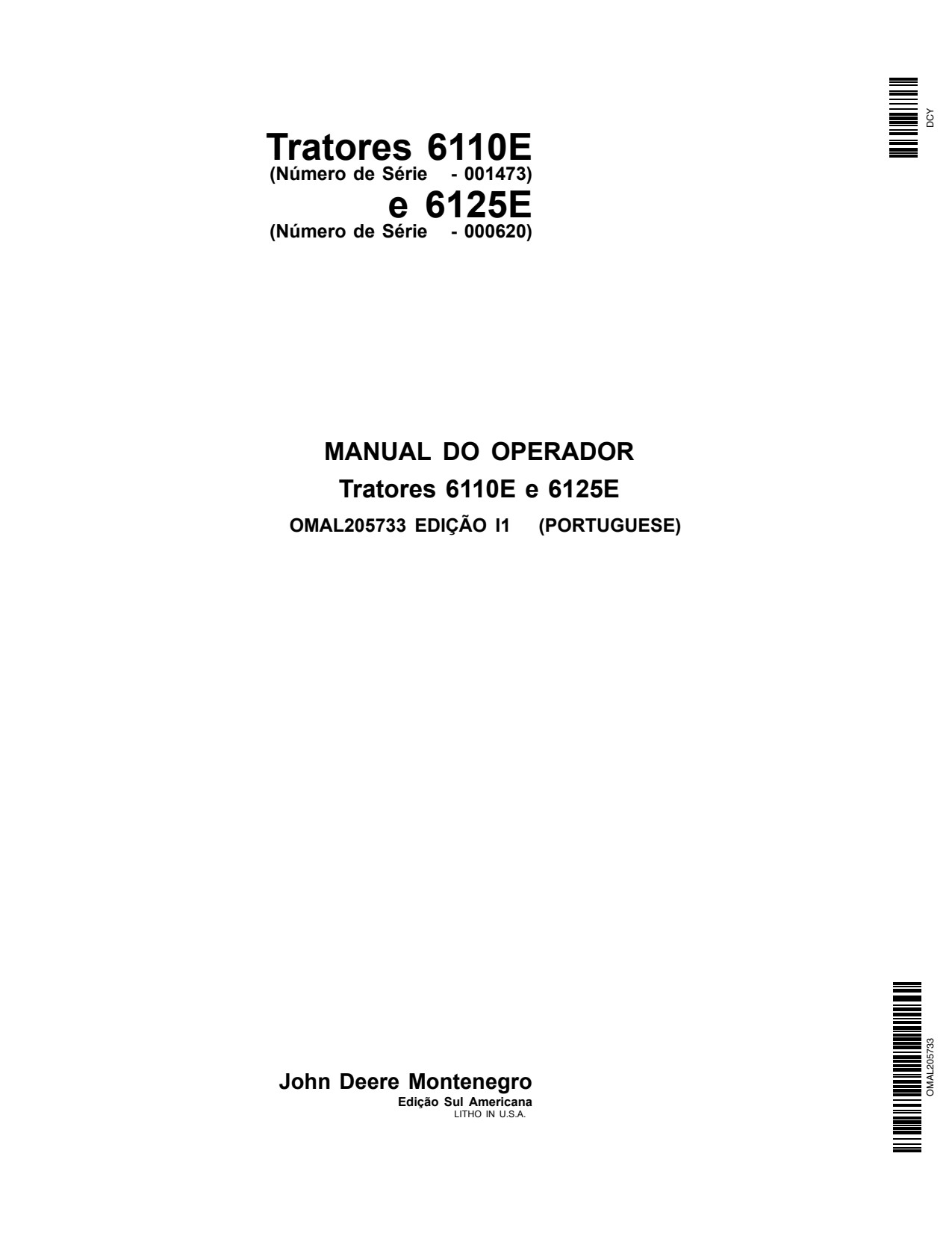 John Deere 6110E 6125E Tractor Operator Manual OMAL205733 PT 1 John Deere 6110E 6125E Tractor Operator Manual OMAL205733 PT