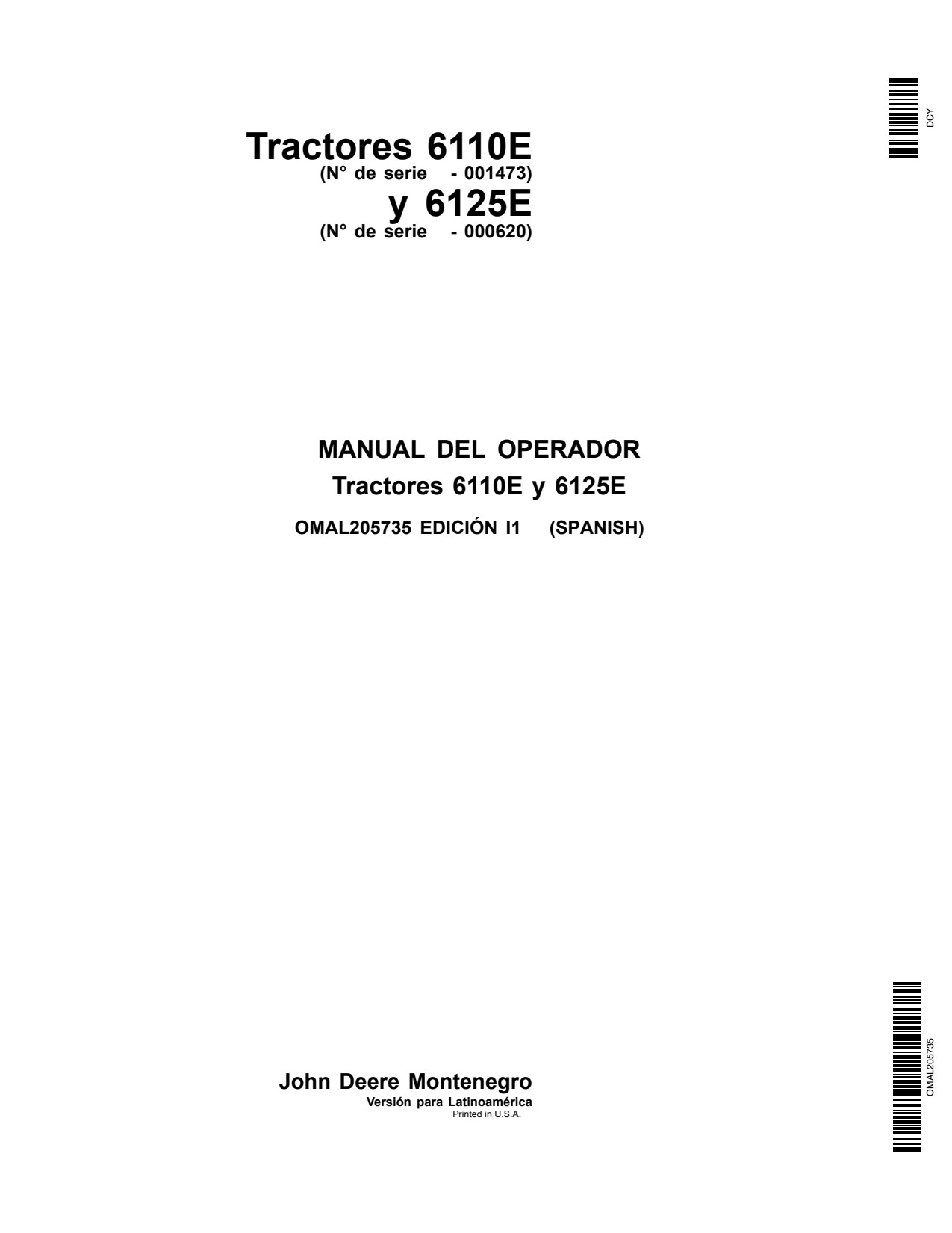 John Deere 6110E 6125E Tractor Operator Manual OMAL205735 ES 1 John Deere 6110E 6125E Tractor Operator Manual OMAL205735 ES