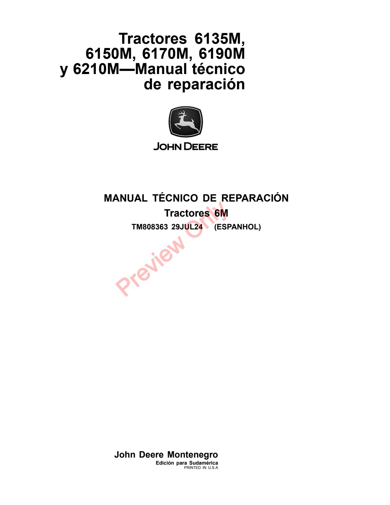 John Deere 6135M 6210M 6150M 6170M 6190M Tractor Repair Technical Manual TM808363 ES 1 John Deere 6135M 6210M 6150M 6170M 6190M Tractor Repair Technical Manual TM808363 ES