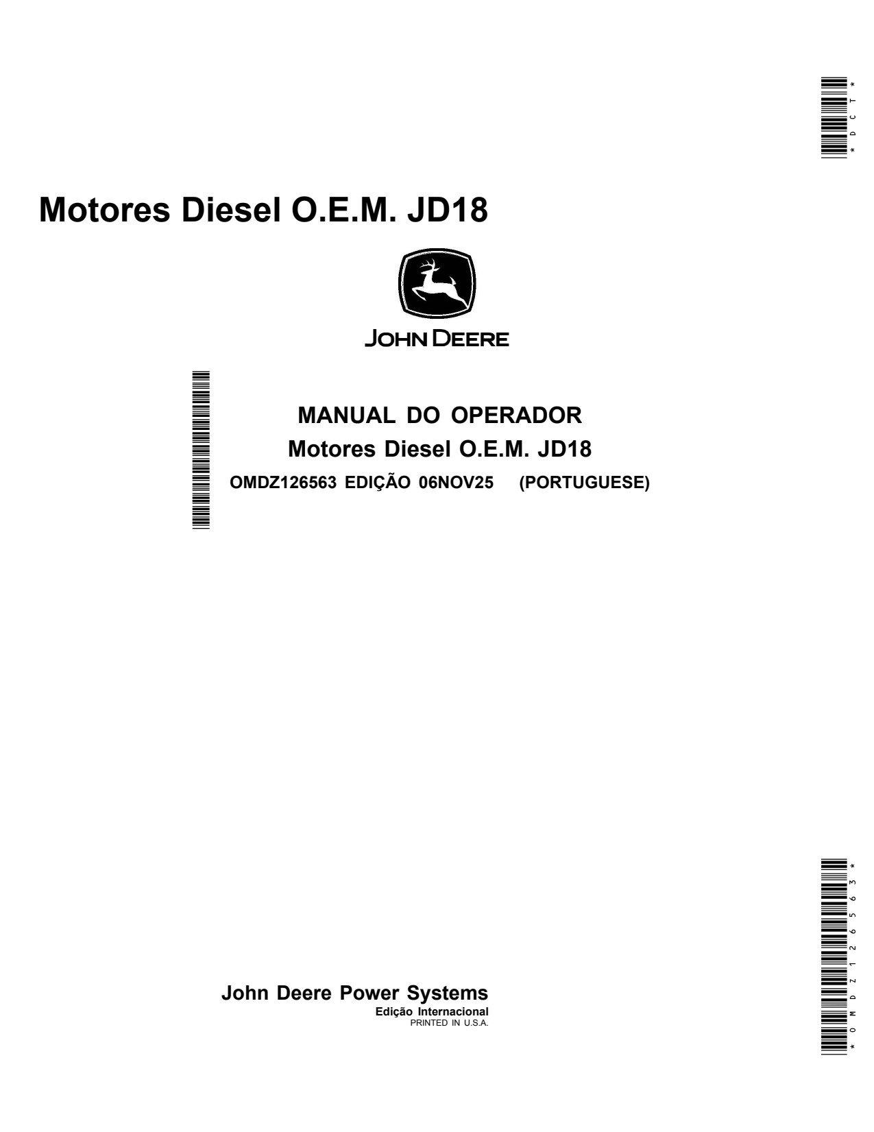 John Deere 6180 JD18 OEM Diesel Engine Operator Manual OMDZ126563 PT 1 John Deere 6180 JD18 OEM Diesel Engine Operator Manual OMDZ126563 PT