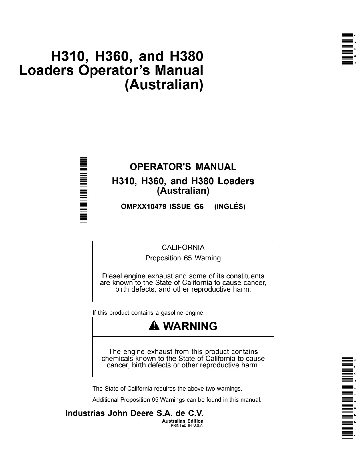 John Deere 6210R 7130R 7230R 7330R H310 H360 H380 Loader Operator Manual OMPXX10479 1 John Deere 6210R 7130R 7230R 7330R H310 H360 H380 Loader Operator Manual OMPXX10479