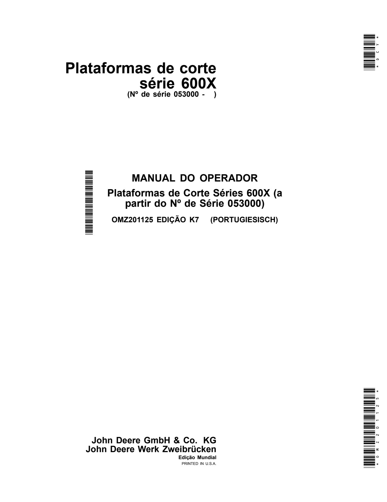 John Deere 622X 625X 630X 635X 640X Header Platform Operator Manual OMZ201125 PT 1 John Deere 622X 625X 630X 635X 640X Header Platform Operator Manual OMZ201125 PT
