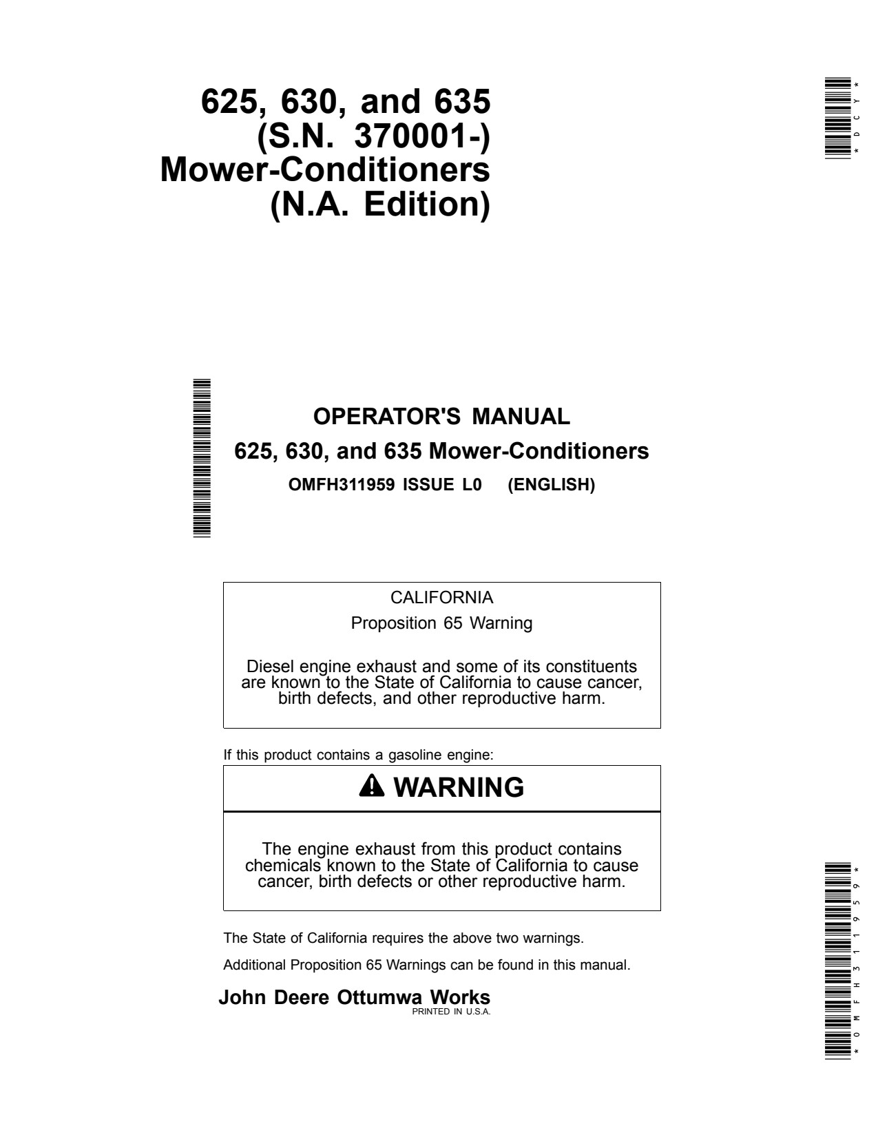 John Deere 625 to 635 Mower Conditioner Operator Manual OMFH311959 1 John Deere 625 to 635 Mower Conditioner Operator Manual OMFH311959