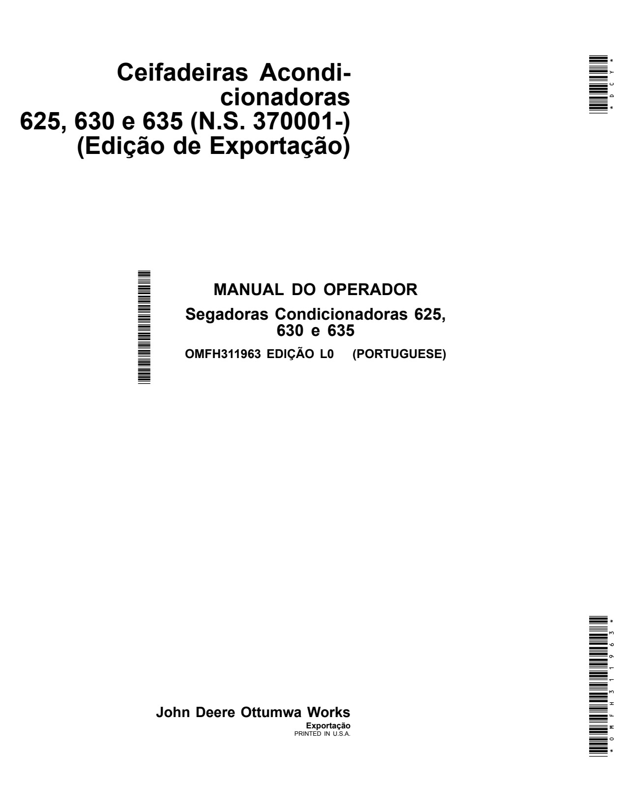 John Deere 625 to 635 Mower Conditioner Operator Manual OMFH311963 PT 1 John Deere 625 to 635 Mower Conditioner Operator Manual OMFH311963 PT