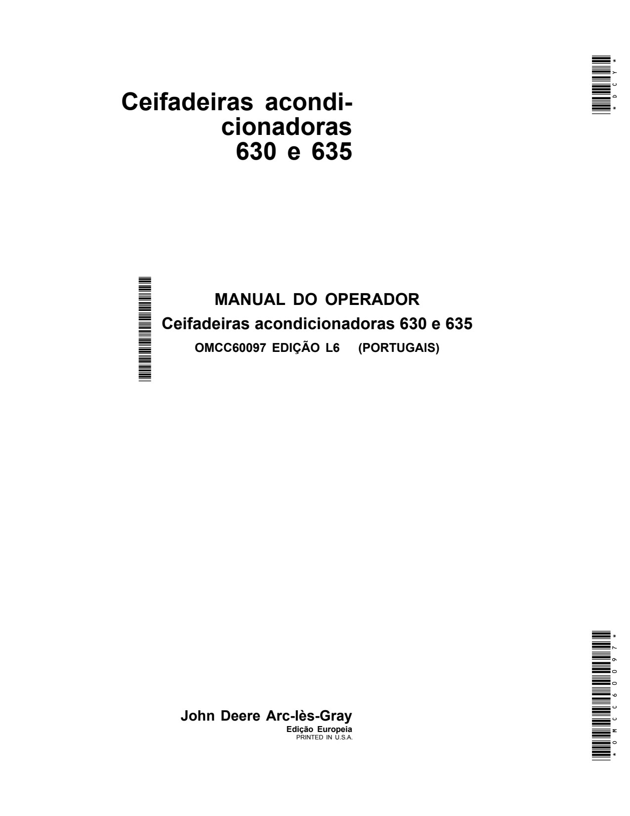 John Deere 630 635 Mower Conditioner Operator Manual OMCC60097 PT 1 John Deere 630 635 Mower Conditioner Operator Manual OMCC60097 PT
