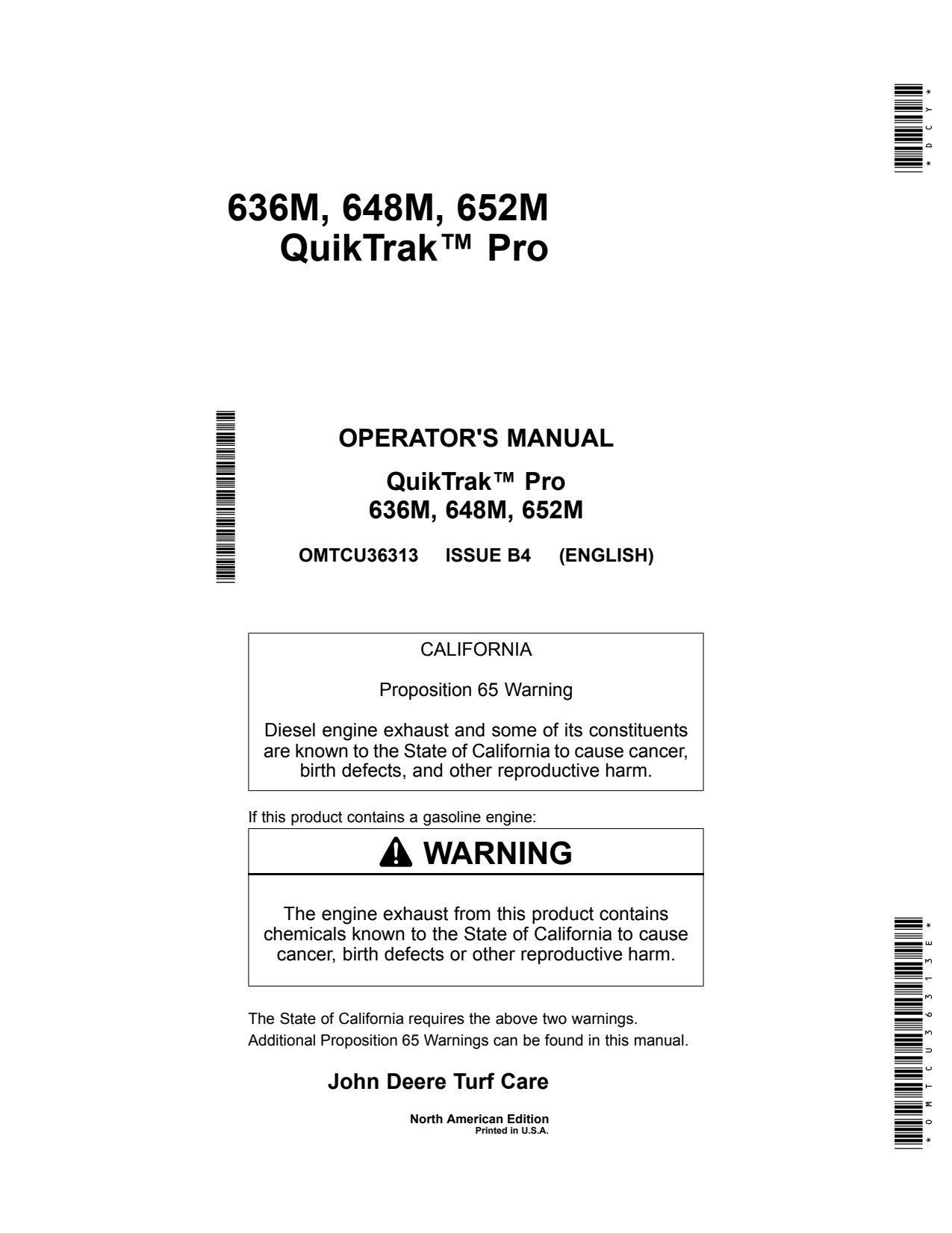 John Deere 636M 648M 652M Stand-on Mower Operator Manual OMTCU36313E 1 John Deere 636M 648M 652M Stand-on Mower Operator Manual OMTCU36313E