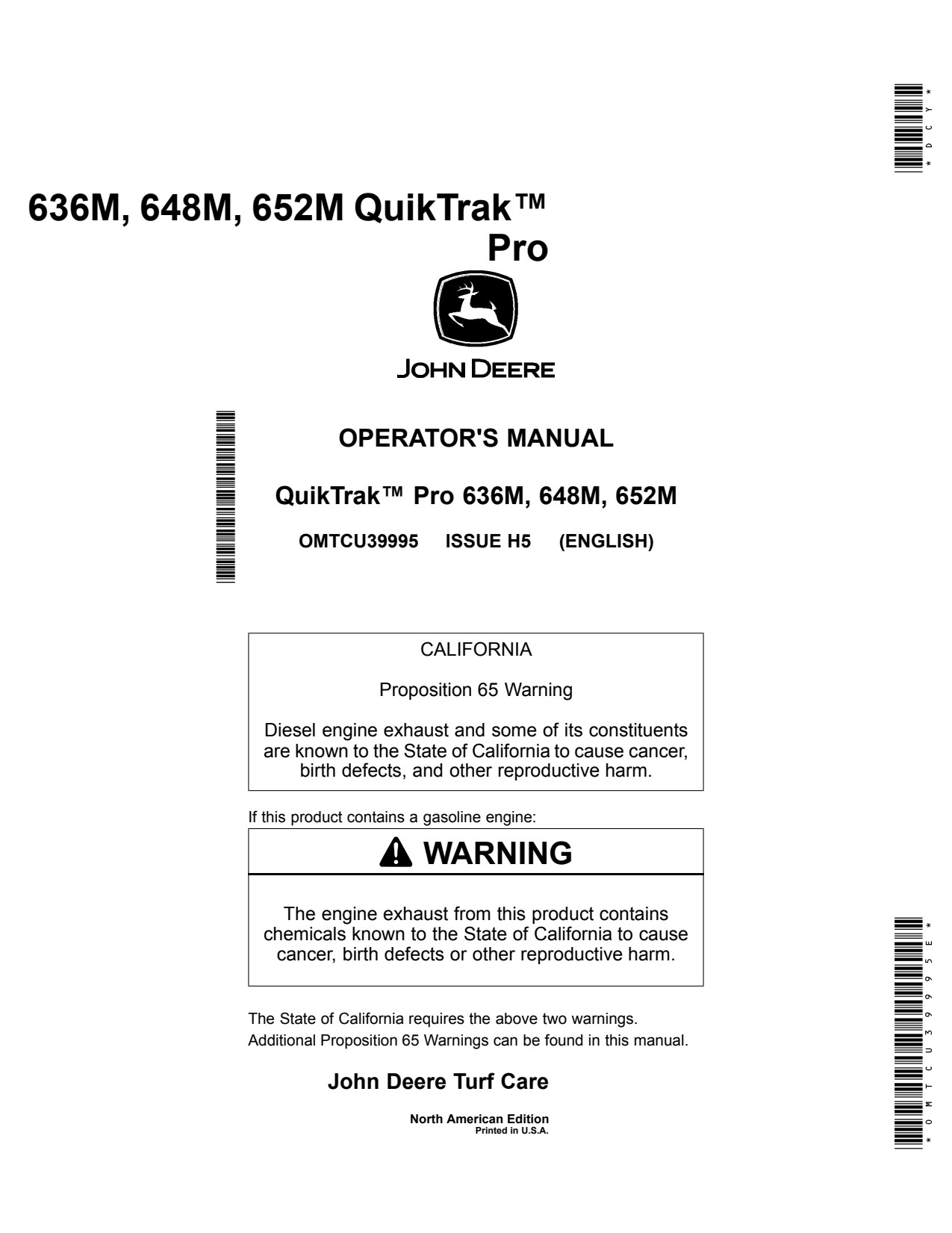 John Deere 636M 648M 652M Stand-on Mower Operator Manual OMTCU39995E 1 John Deere 636M 648M 652M Stand-on Mower Operator Manual OMTCU39995E