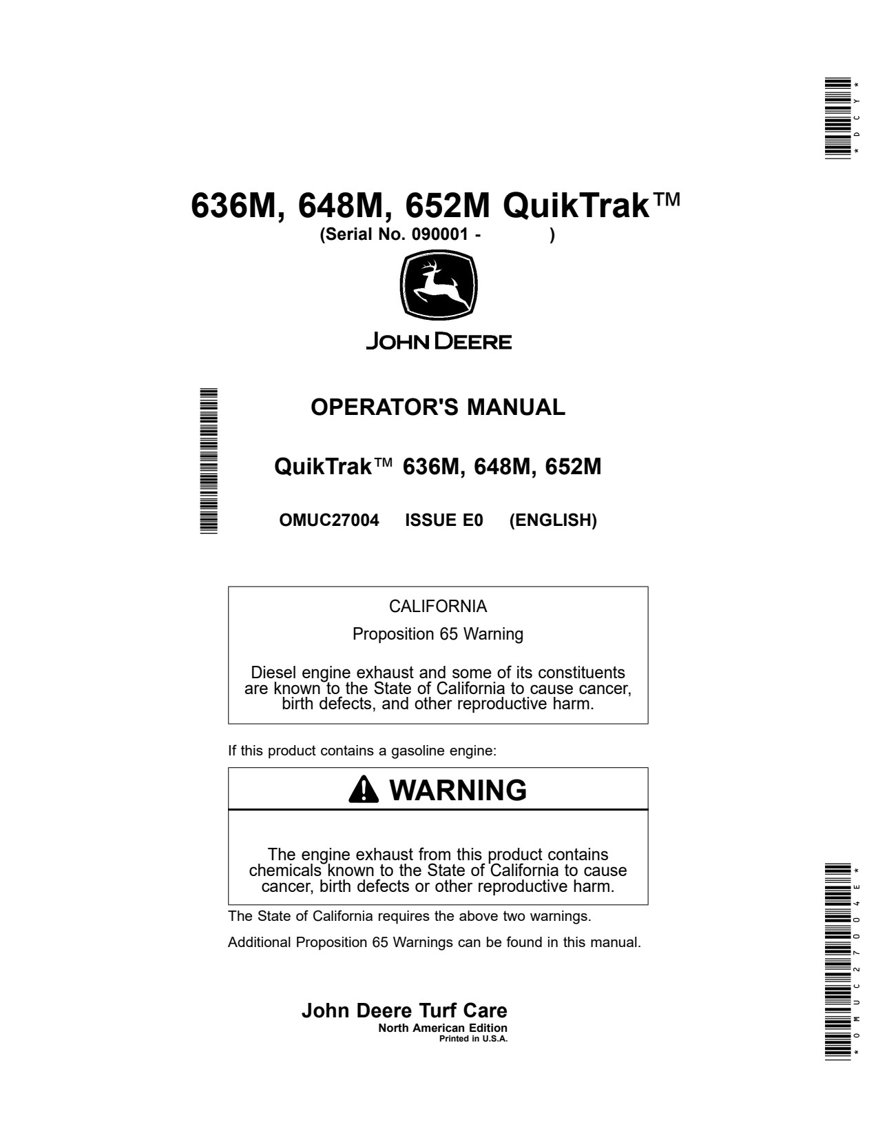 John Deere 636M 648M 652M Stand-on Mower Operator Manual OMUC27004E 1 John Deere 636M 648M 652M Stand-on Mower Operator Manual OMUC27004E