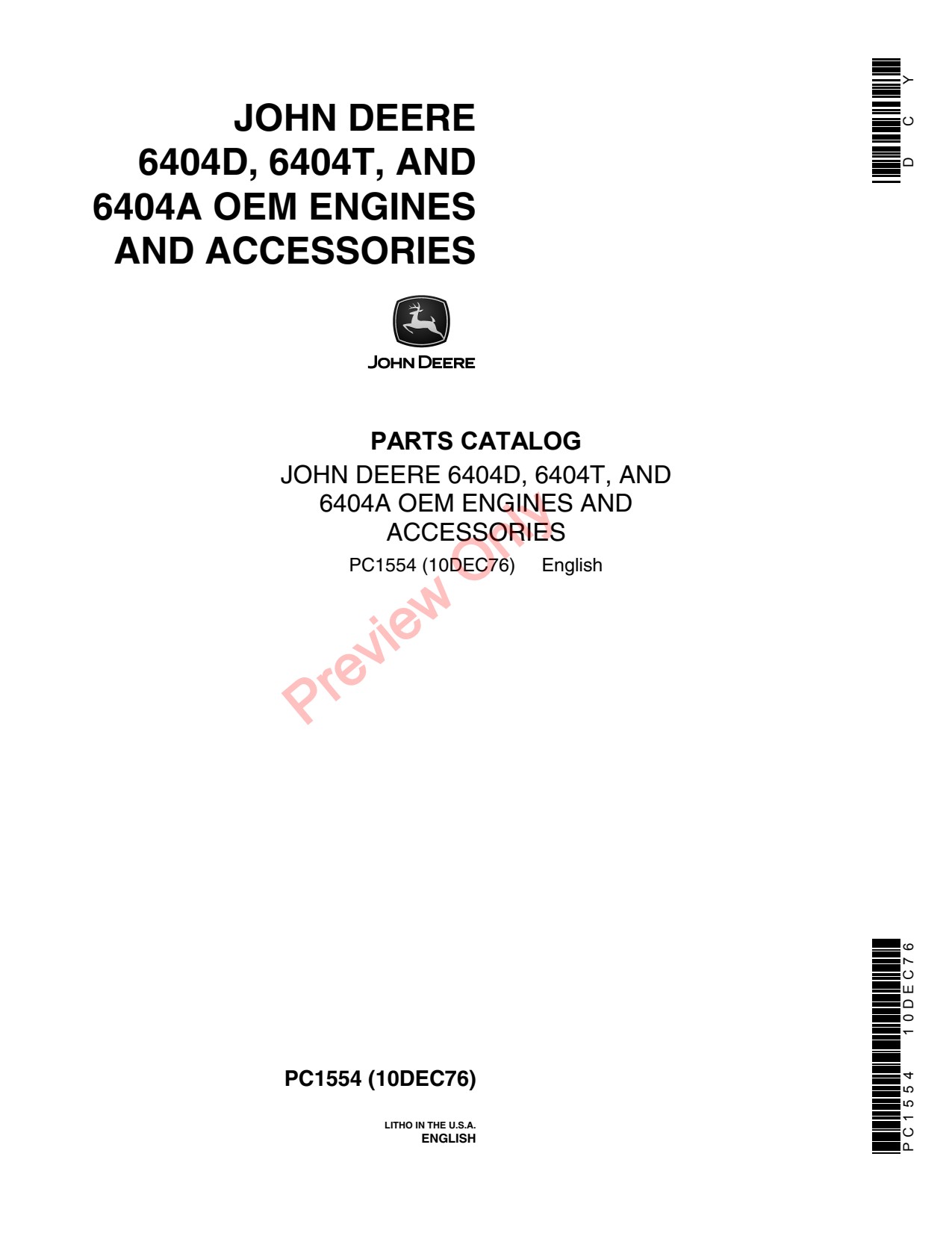John Deere 6404D 6404T 6404A OEM Engine Parts Catalog PC1554 1 John Deere 6404D 6404T 6404A OEM Engine Parts Catalog PC1554