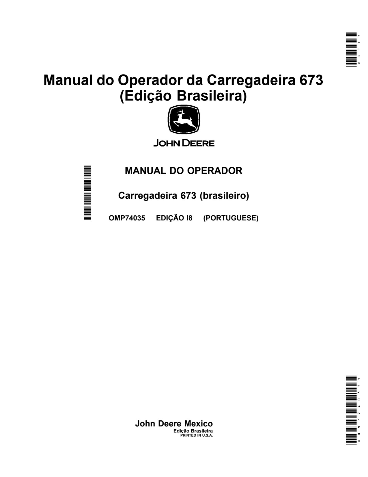 John Deere 6430 6110E 6110J 6715 7230 7320 6130D 673 Loader Operator Manual OMP74035 PT 1 John Deere 6430 6110E 6110J 6715 7230 7320 6130D 673 Loader Operator Manual OMP74035 PT