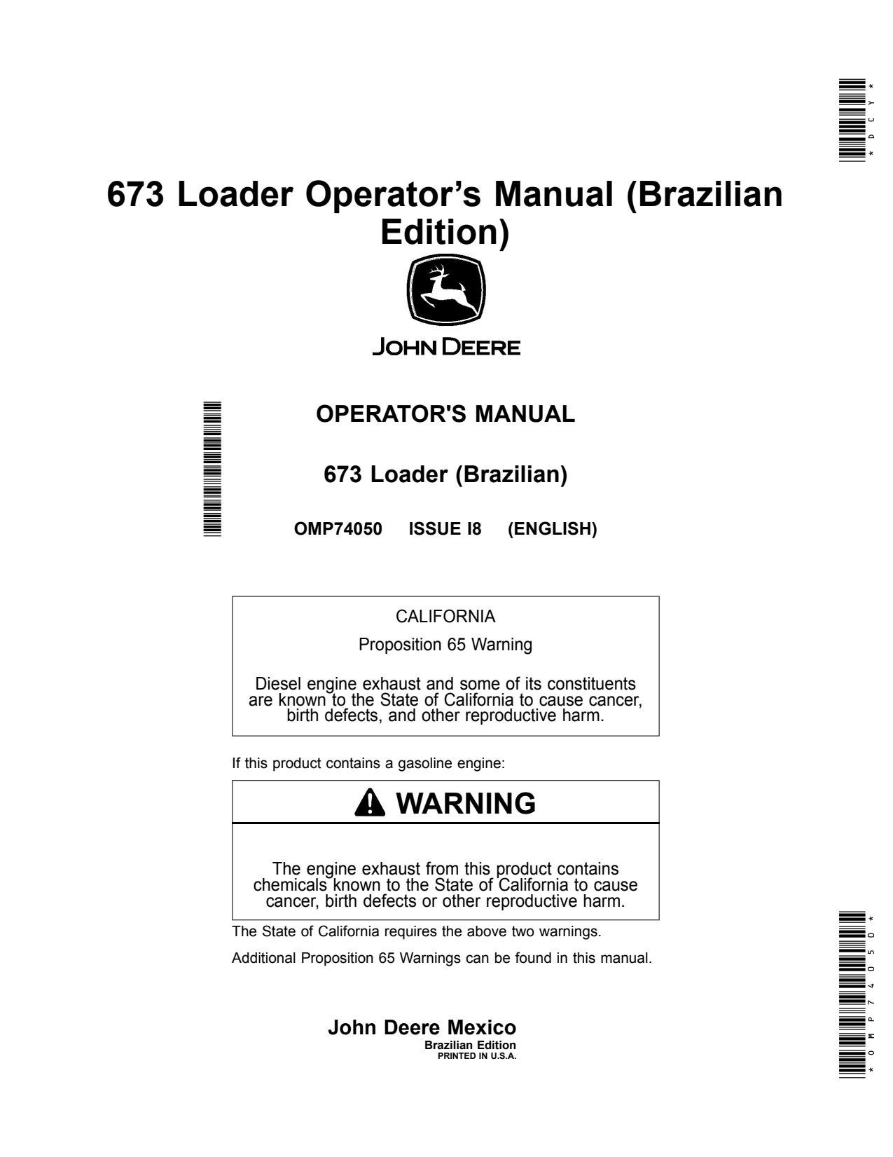 John Deere 6430 6110E 6110J 6715 7230 7320 6130D 673 Loader Operator Manual OMP74050 1 John Deere 6430 6110E 6110J 6715 7230 7320 6130D 673 Loader Operator Manual OMP74050