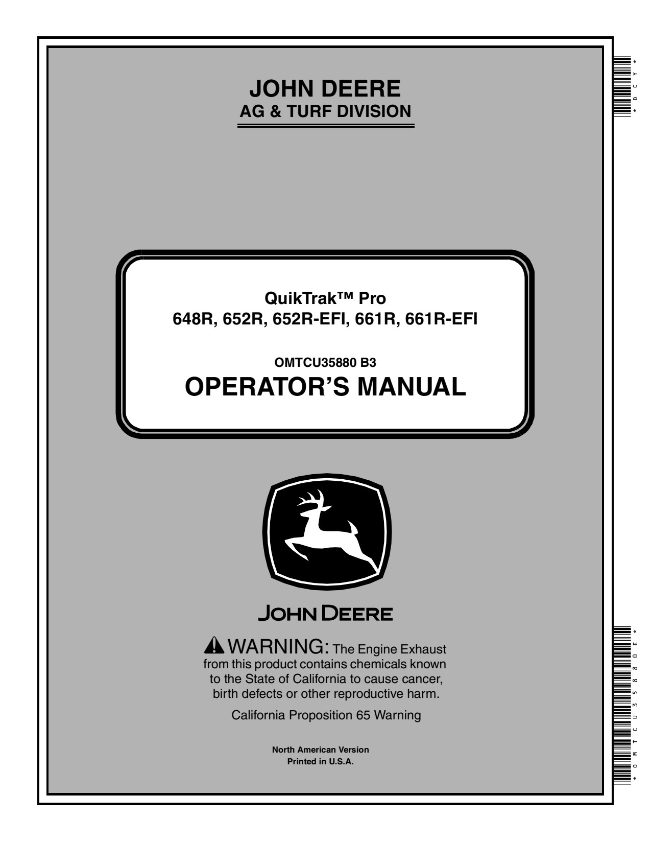 John Deere 648R 652R-EFI 661R-EFI R-EFI Stand-on Mower Operator Manual OMTCU35880E 1 John Deere 648R 652R-EFI 661R-EFI R-EFI Stand-on Mower Operator Manual OMTCU35880E