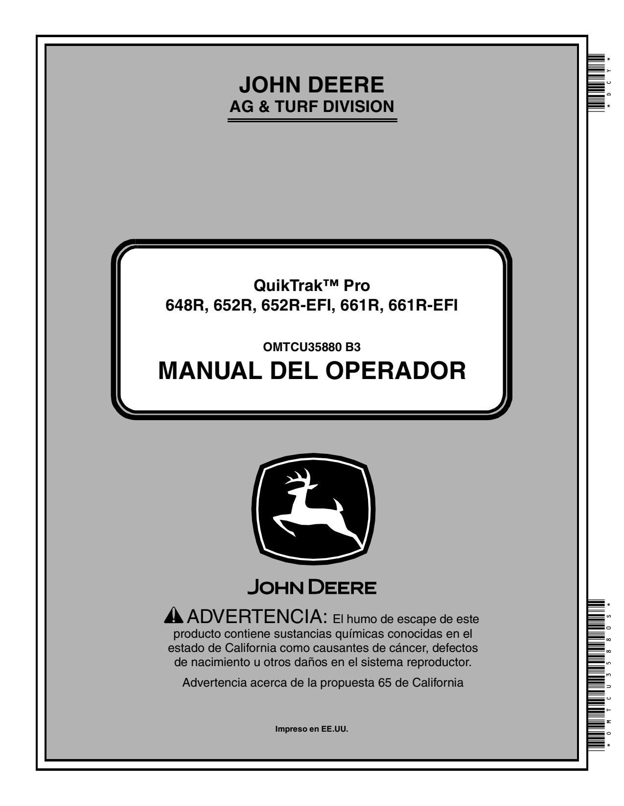 John Deere 648R 652R-EFI 661R-EFI R-EFI Stand-on Mower Operator Manual OMTCU35880S ES 1 John Deere 648R 652R-EFI 661R-EFI R-EFI Stand-on Mower Operator Manual OMTCU35880S ES