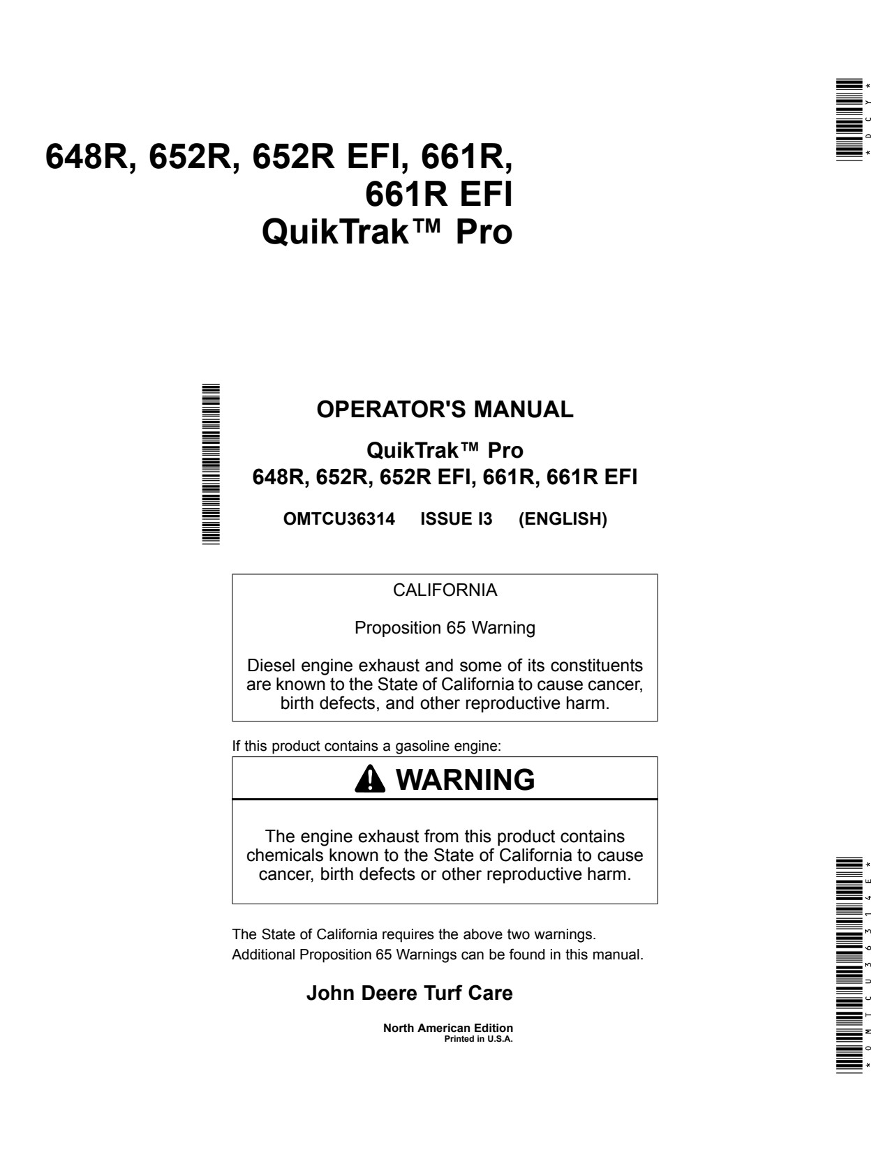 John Deere 648R 652R EFI 661R Stand-on Mower Operator Manual OMTCU36314E 1 John Deere 648R 652R EFI 661R Stand-on Mower Operator Manual OMTCU36314E