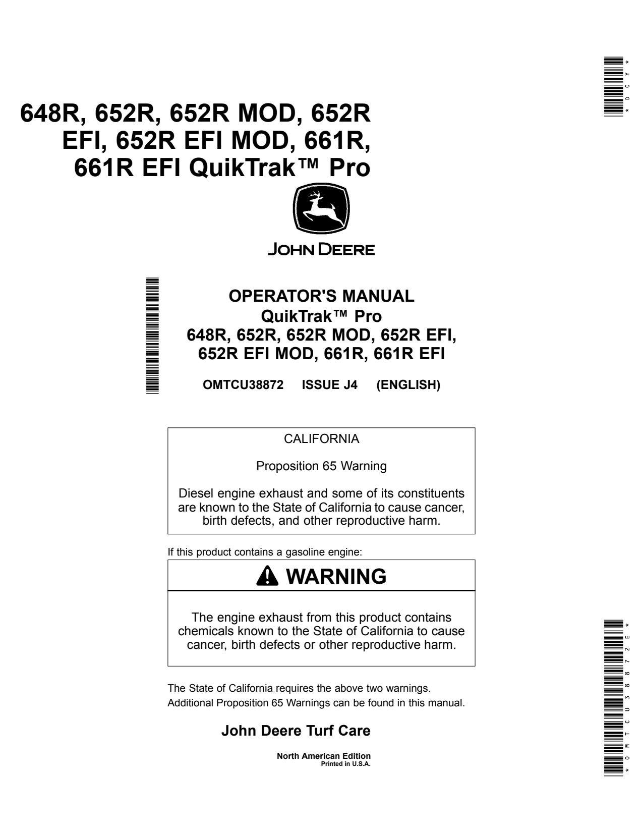 John Deere 648R 652R MOD EFI 661R Stand-on Mower Operator Manual OMTCU38872E 1 John Deere 648R 652R MOD EFI 661R Stand-on Mower Operator Manual OMTCU38872E