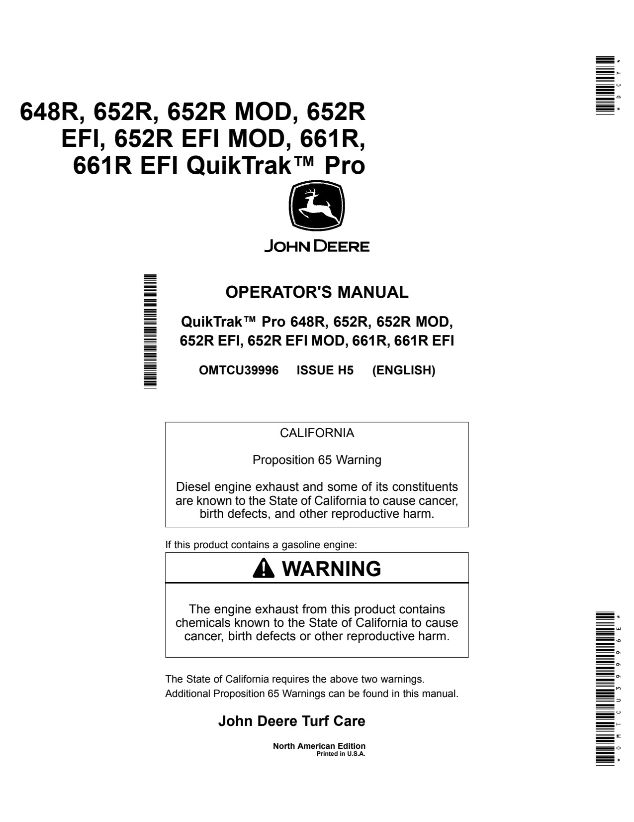 John Deere 648R 652R MOD EFI 661R Stand-on Mower Operator Manual OMTCU39996E 1 John Deere 648R 652R MOD EFI 661R Stand-on Mower Operator Manual OMTCU39996E