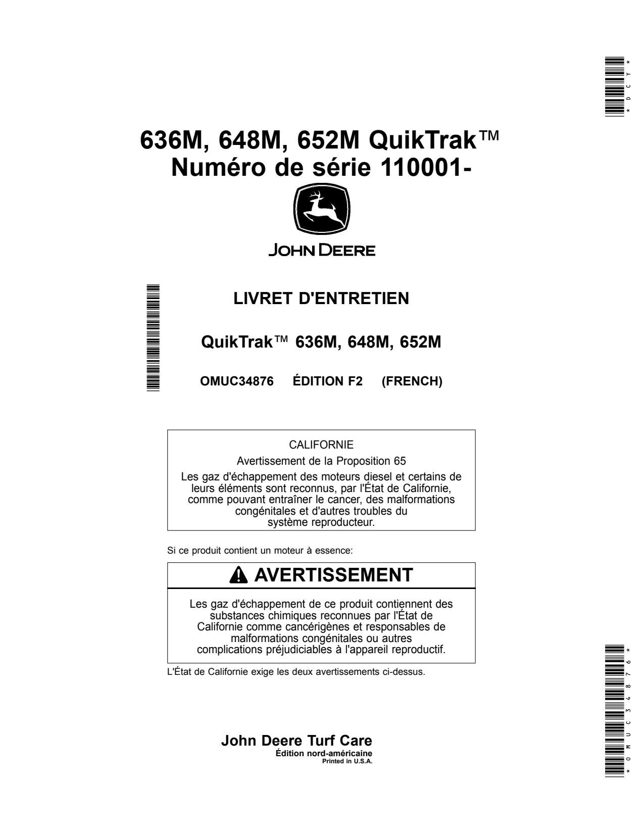 John Deere 652M 648M 636M Stand-on Mower Operator Manual OMUC34876 FR 1 John Deere 652M 648M 636M Stand-on Mower Operator Manual OMUC34876 FR