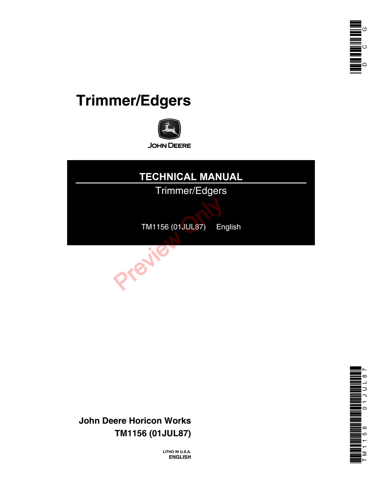 John Deere 65E 70E 75E TY2541 82G 83G TY2542 85G 80G 90G Trimmer Technical Manual TM1156 1 John Deere 65E 70E 75E TY2541 82G 83G TY2542 85G 80G 90G Trimmer Technical Manual TM1156