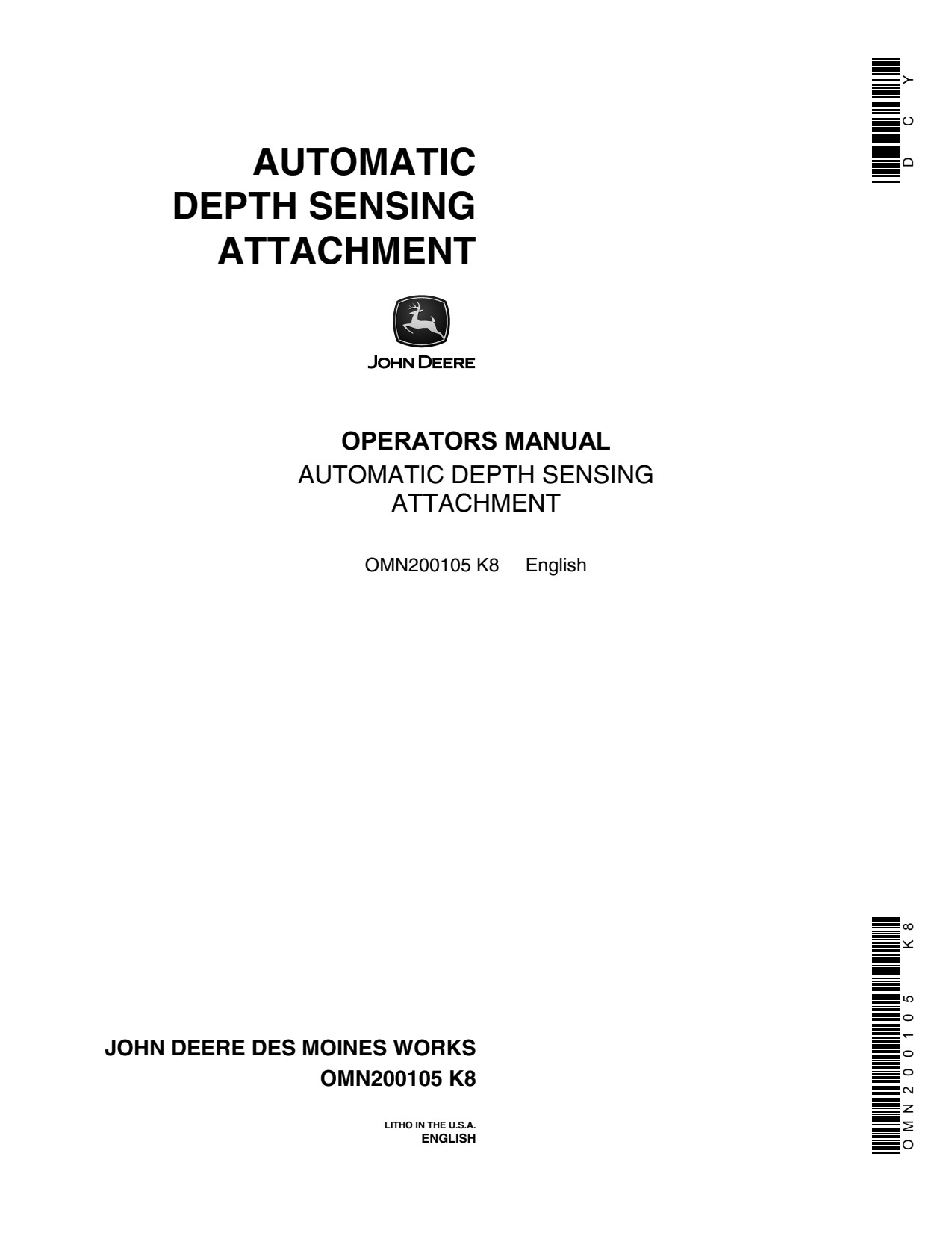 John Deere 665 610 655 Depth Sensing Attachment Operator Manual OMN200105 1 John Deere 665 610 655 Depth Sensing Attachment Operator Manual OMN200105