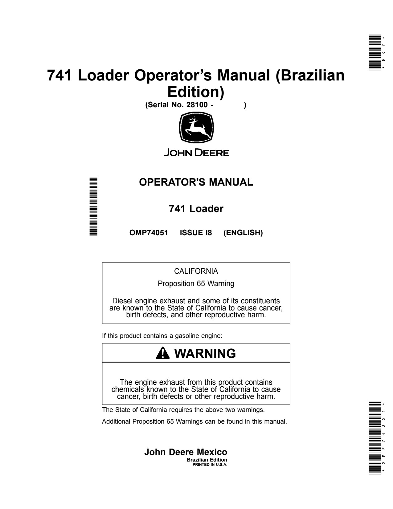 John Deere 6800 6810 6910 7200 7210 7400 7410 7510 7600 7610 7700 7710 7800 7810 Loader Operator Manual OMP74051 1 John Deere 6800 6810 6910 7200 7210 7400 7410 7510 7600 7610 7700 7710 7800 7810 Loader Operator Manual OMP74051