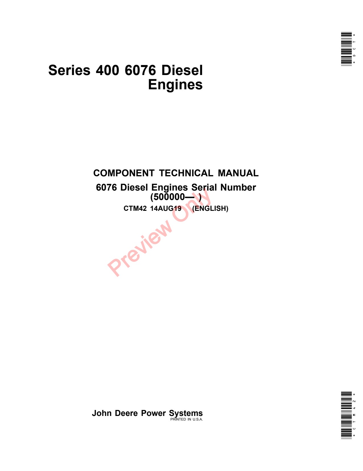 John Deere 7.6L 6076 400 Series Diesel Engine Component Technical Manual CTM42 1 John Deere 7.6L 6076 400 Series Diesel Engine Component Technical Manual CTM42