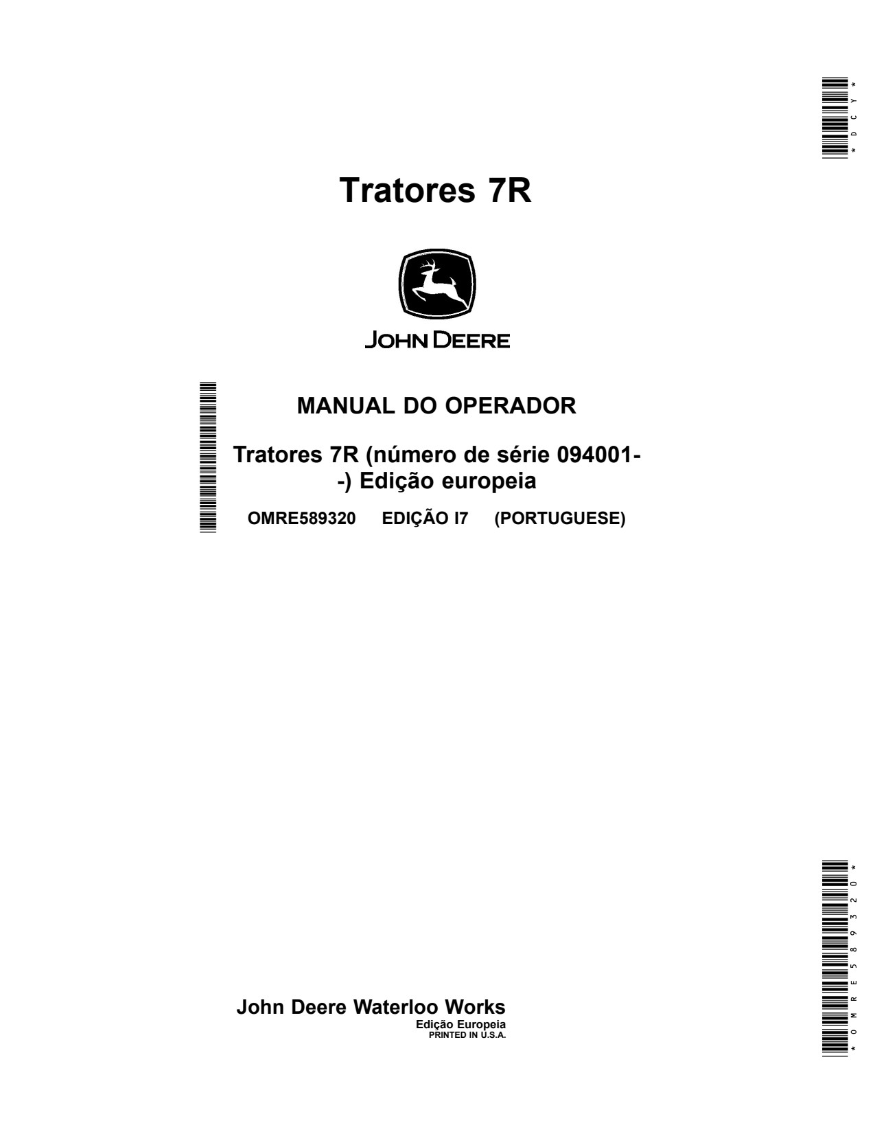 John Deere 7210R 7230R 7250R 7270R 7290R 7310R 7R I7 Tractor Operator Manual OMRE589320 PT 1 John Deere 7210R 7230R 7250R 7270R 7290R 7310R 7R I7 Tractor Operator Manual OMRE589320 PT