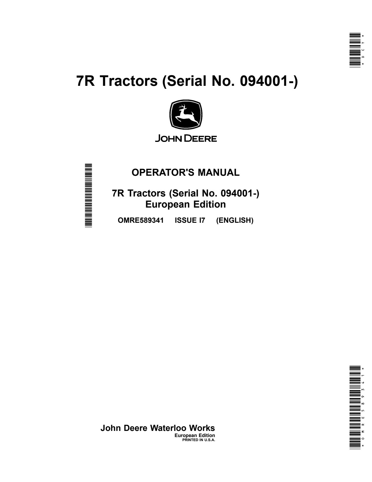 John Deere 7210R 7230R 7250R 7270R 7290R 7310R Tractor Operator Manual OMRE589341 1 John Deere 7210R 7230R 7250R 7270R 7290R 7310R Tractor Operator Manual OMRE589341