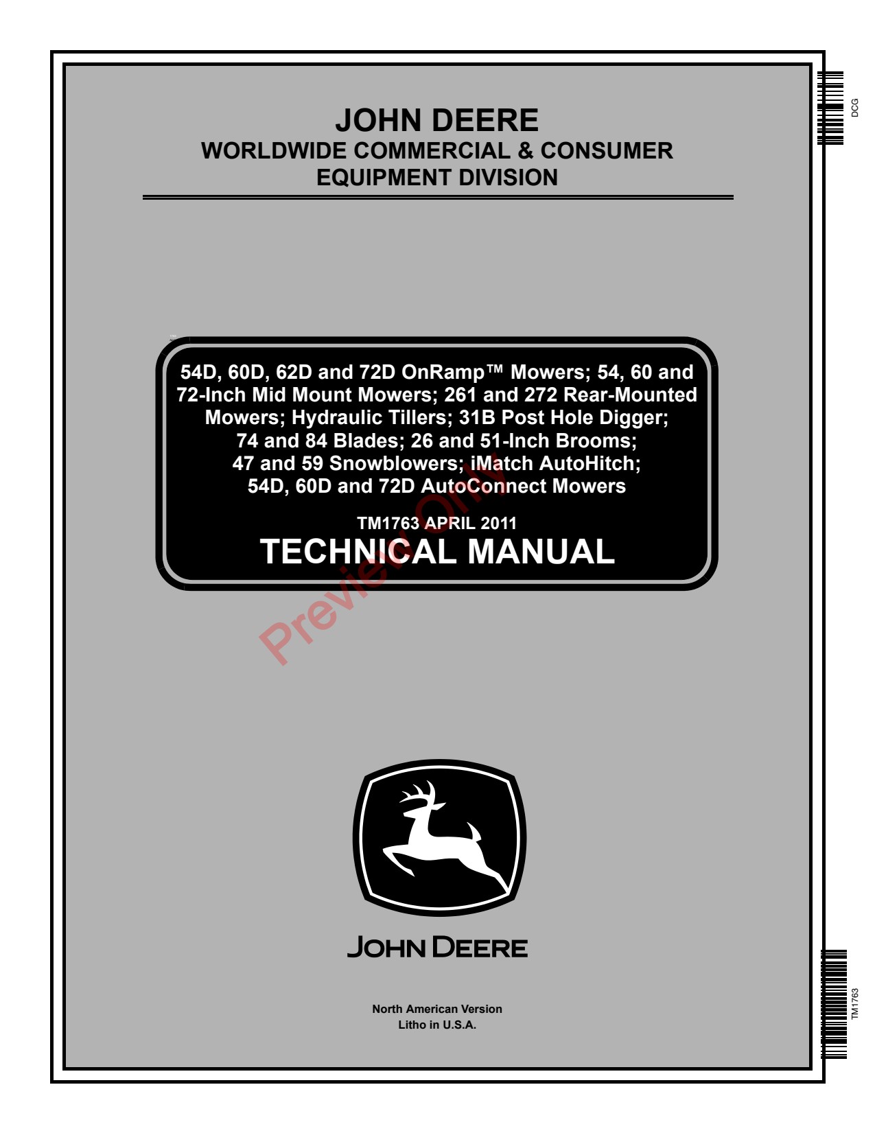 John Deere 72D Utility Tractor Attachment Technical Manual TM1763 1 John Deere 72D Utility Tractor Attachment Technical Manual TM1763