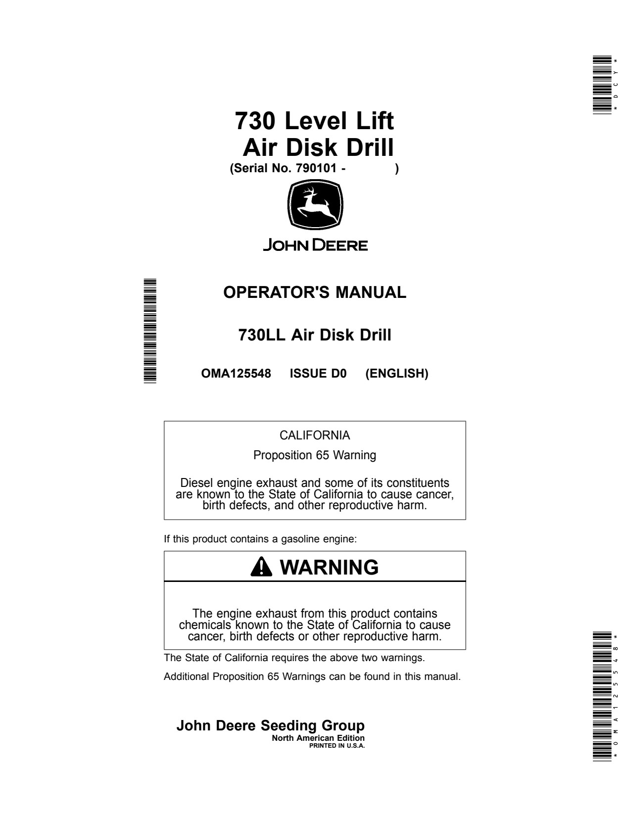 John Deere 730 730LL Air Disk Drill Operator Manual OMA125548 1 John Deere 730 730LL Air Disk Drill Operator Manual OMA125548