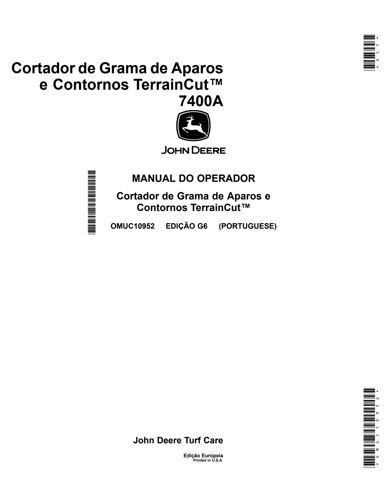 John Deere 7400A Surrounds Mower Operator Manual OMUC10952 PT 1 John Deere 7400A Surrounds Mower Operator Manual OMUC10952 PT