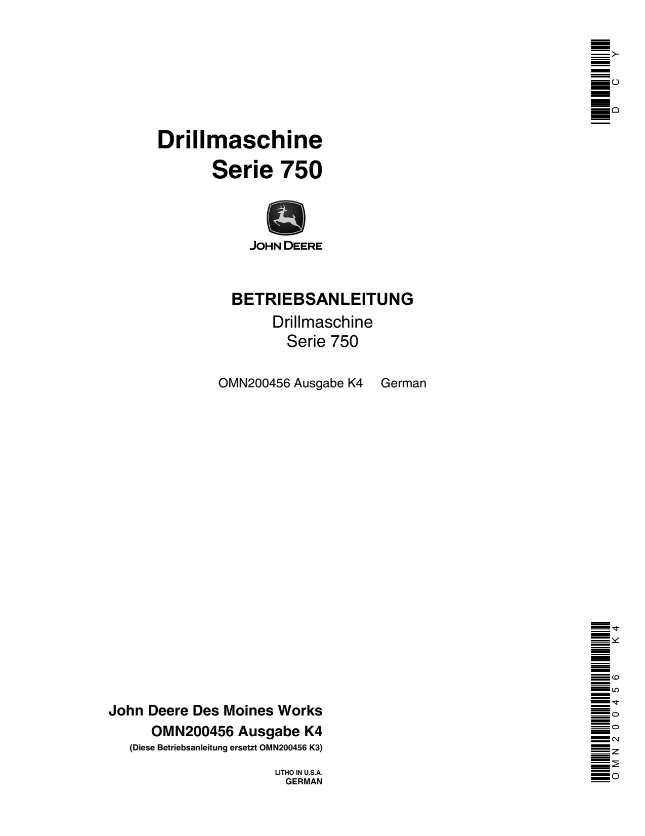 John Deere 750 10 15 Grain Drill Operator Manual OMN200456 DE 1 John Deere 750 10 15 Grain Drill Operator Manual OMN200456 DE