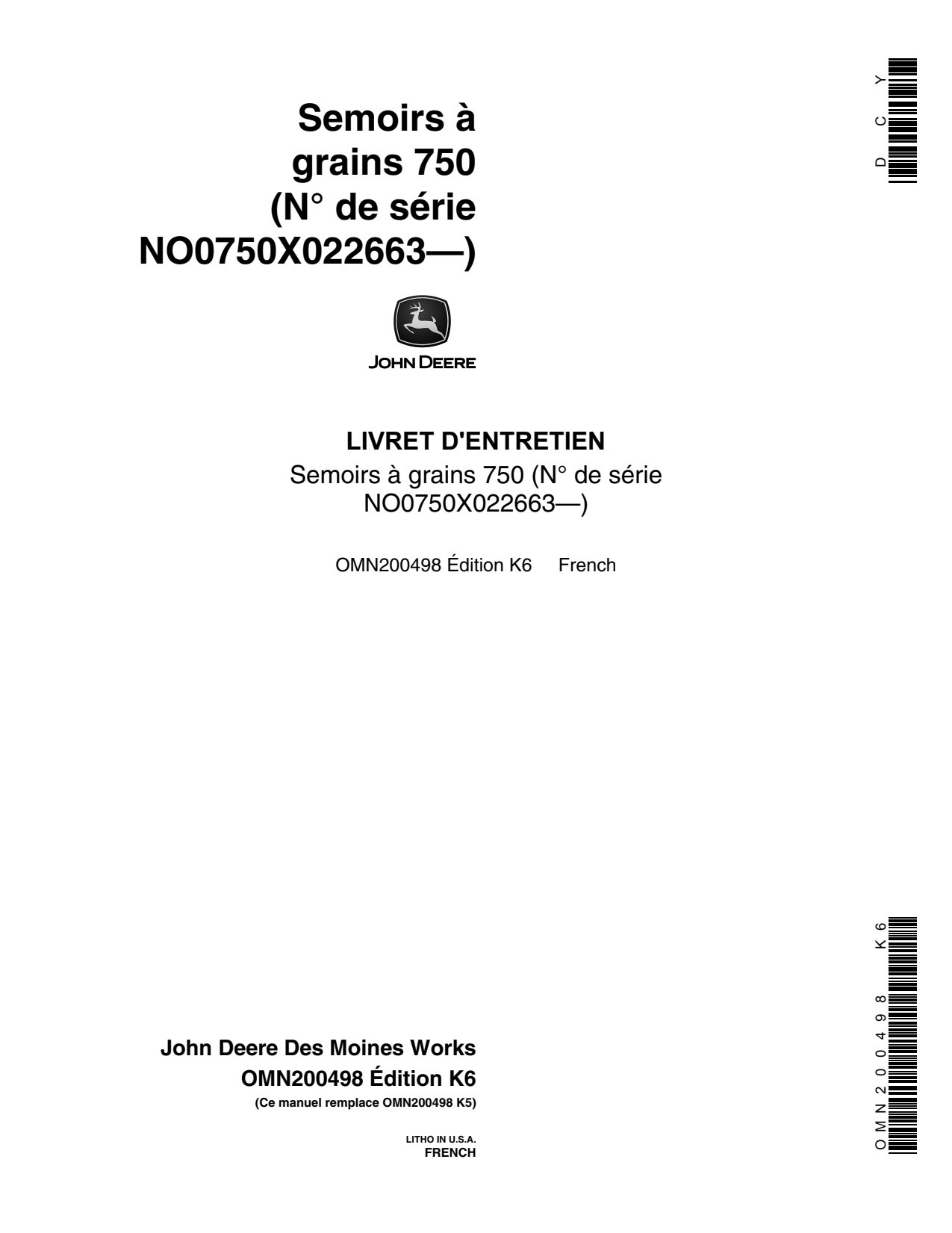 John Deere 750 10 15 Grain Drill Operator Manual OMN200498 FR 1 John Deere 750 10 15 Grain Drill Operator Manual OMN200498 FR