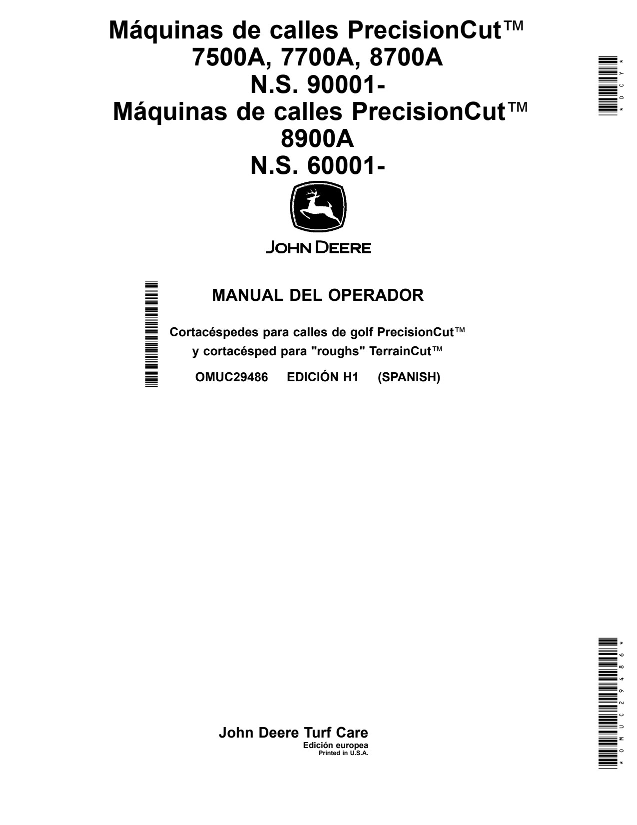 John Deere 7500A 7700A 8700A 8800A 8900A Wide Area Mower Operator Manual OMUC29486 ES 1 John Deere 7500A 7700A 8700A 8800A 8900A Wide Area Mower Operator Manual OMUC29486 ES