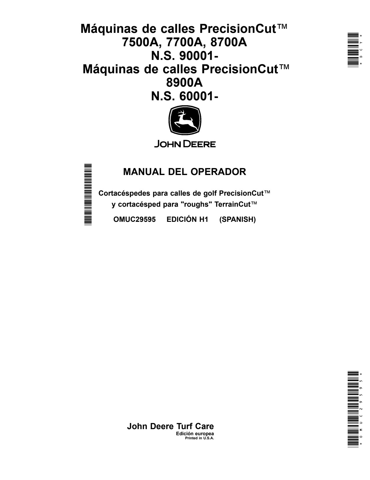 John Deere 7500A 7700A 8700A 8800A 8900A Wide Area Mower Operator Manual OMUC29595 ES 1 John Deere 7500A 7700A 8700A 8800A 8900A Wide Area Mower Operator Manual OMUC29595 ES