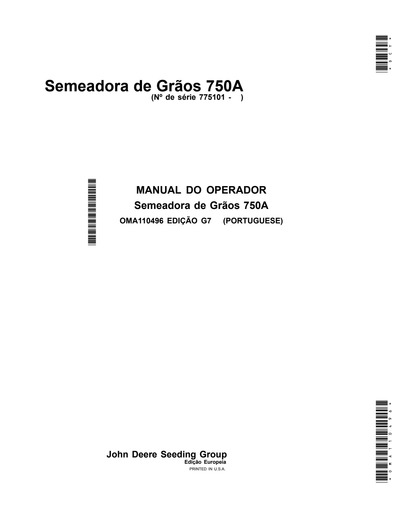 John Deere 750A Grain Drill Operator Manual OMA110496 PT 1 John Deere 750A Grain Drill Operator Manual OMA110496 PT