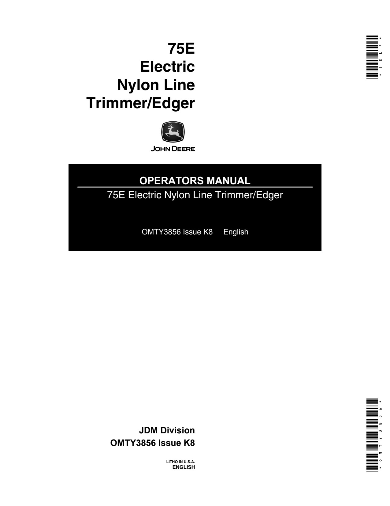 John Deere 75E Nylon Line Trimmer Operator Manual OMTY3856 1 John Deere 75E Nylon Line Trimmer Operator Manual OMTY3856