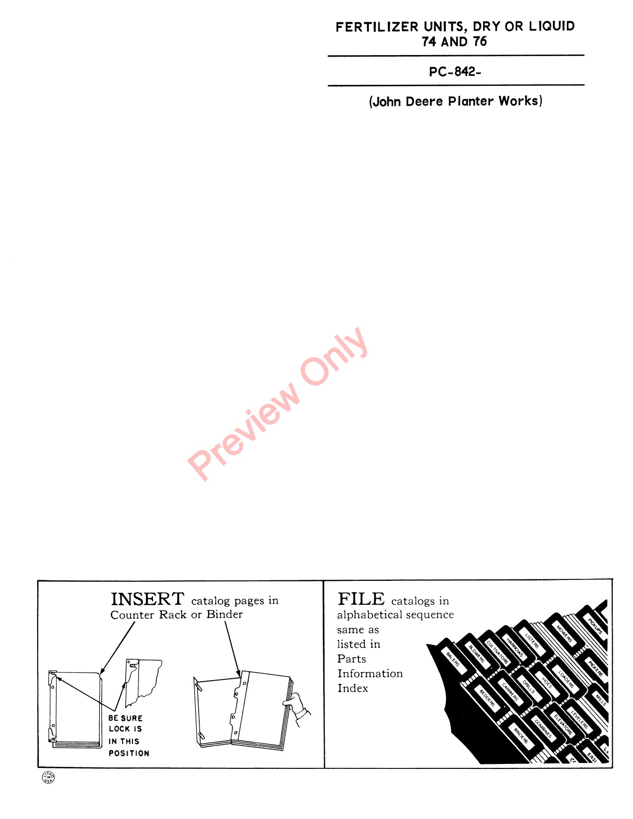 John Deere 76 74 Liquid Fertilizer Applicator Parts Catalog PC842 1 John Deere 76 74 Liquid Fertilizer Applicator Parts Catalog PC842