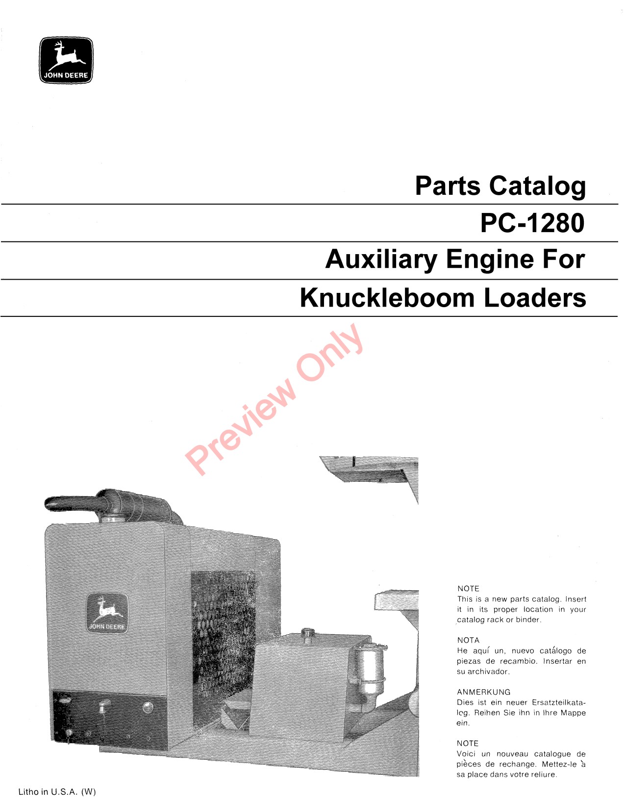 John Deere 7610 7620 4219D Knuckleboom Loader Parts Catalog PC1280 1 John Deere 7610 7620 4219D Knuckleboom Loader Parts Catalog PC1280