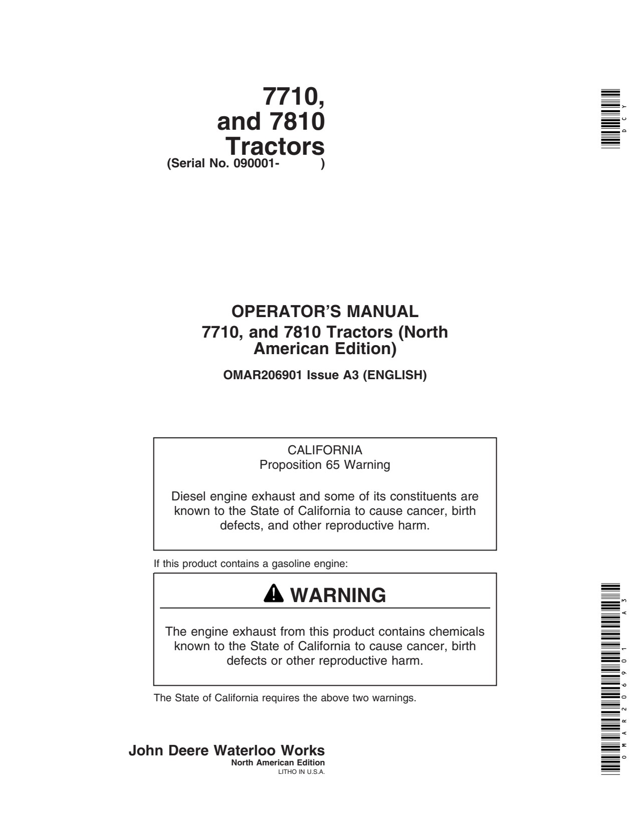 John Deere 7710 7810 Includes OM Supplement AR224314 Tractor Operator Manual OMAR206901 1 John Deere 7710 7810 Includes OM Supplement AR224314 Tractor Operator Manual OMAR206901