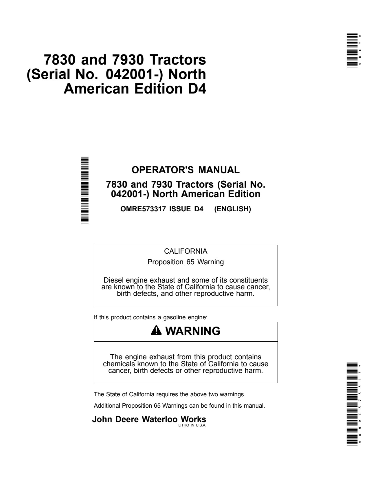 John Deere 7830 7930 Tractor Operator Manual OMRE573317 1 John Deere 7830 7930 Tractor Operator Manual OMRE573317