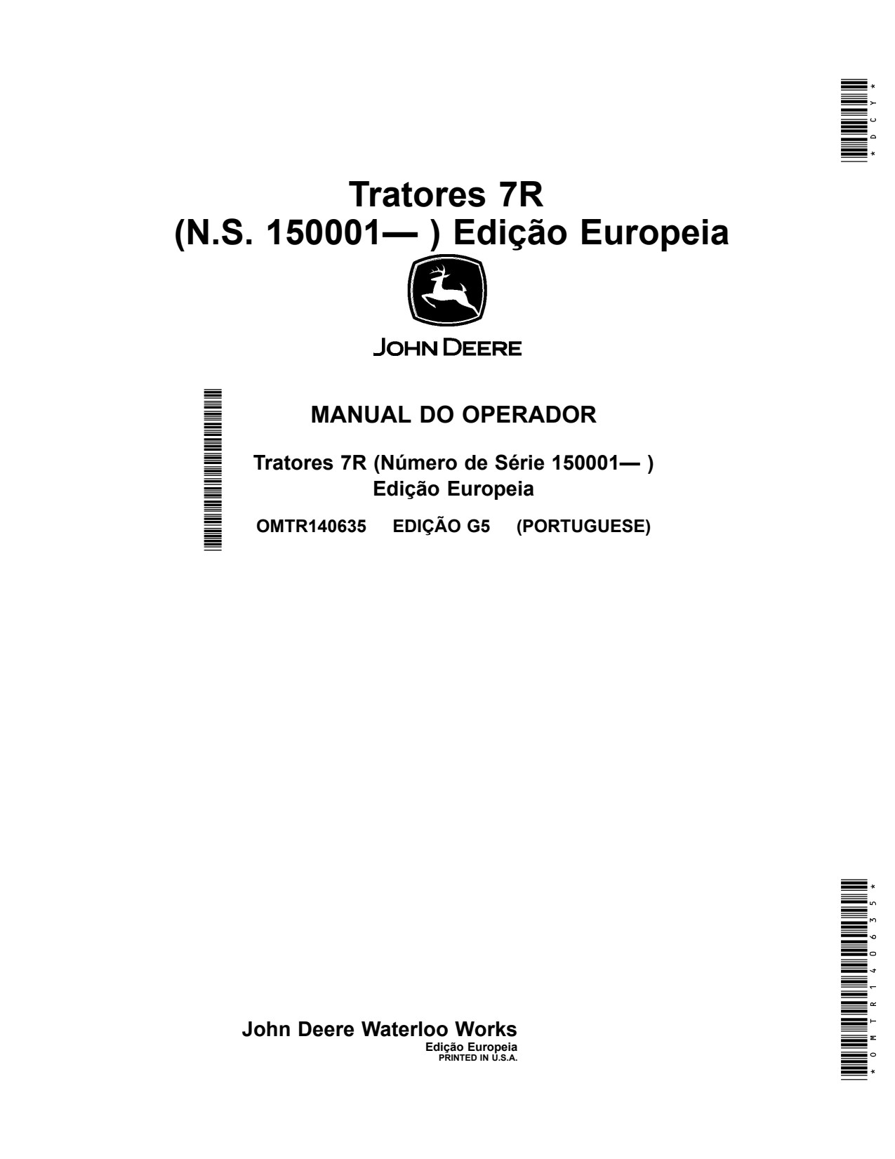John Deere 7R 210 to 350 Tractor Operator Manual OMTR140635 PT 1 John Deere 7R 210 to 350 Tractor Operator Manual OMTR140635 PT