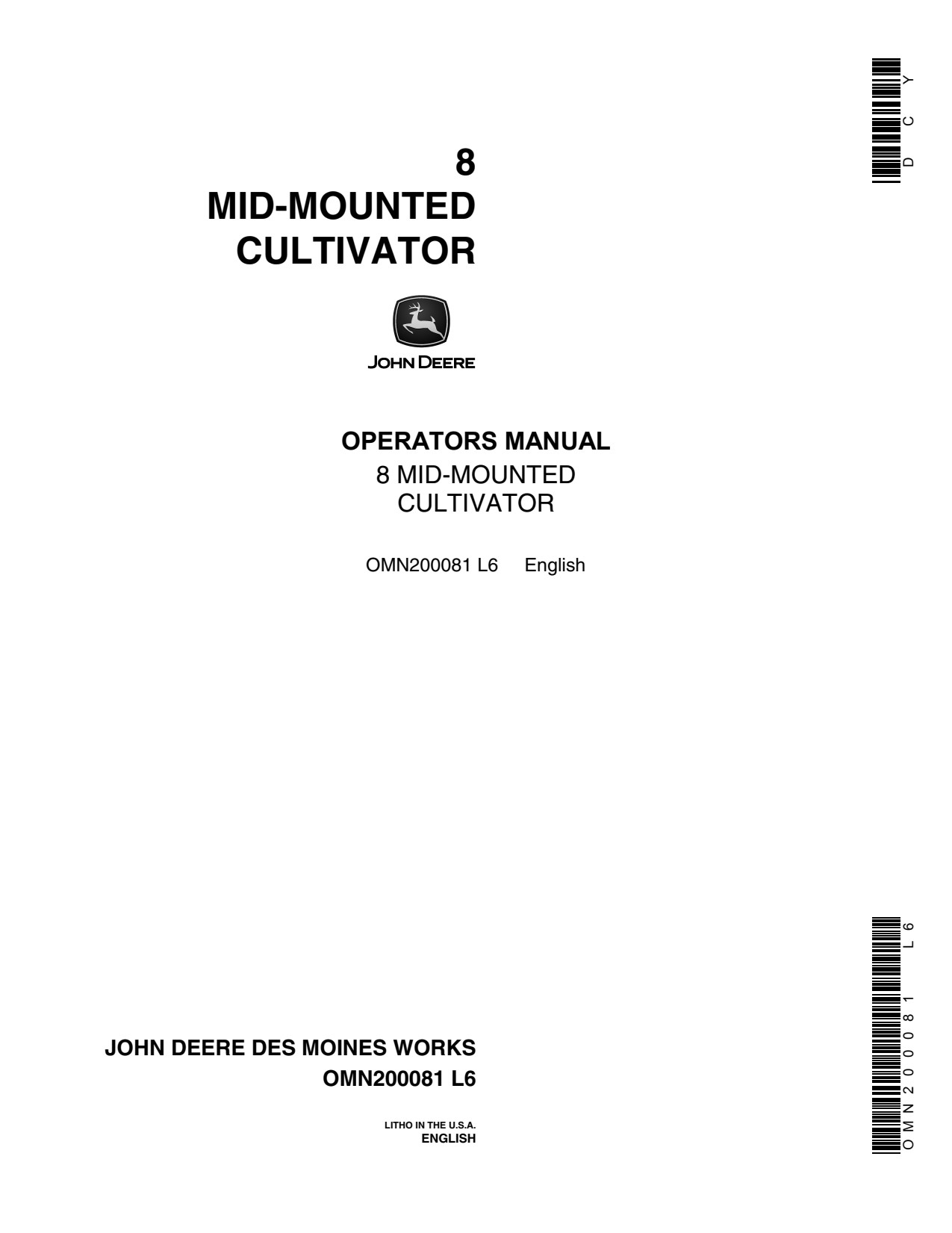 John Deere 8 900HC Mid-mounted Cultivator Operator Manual OMN200081 1 John Deere 8 900HC Mid-mounted Cultivator Operator Manual OMN200081