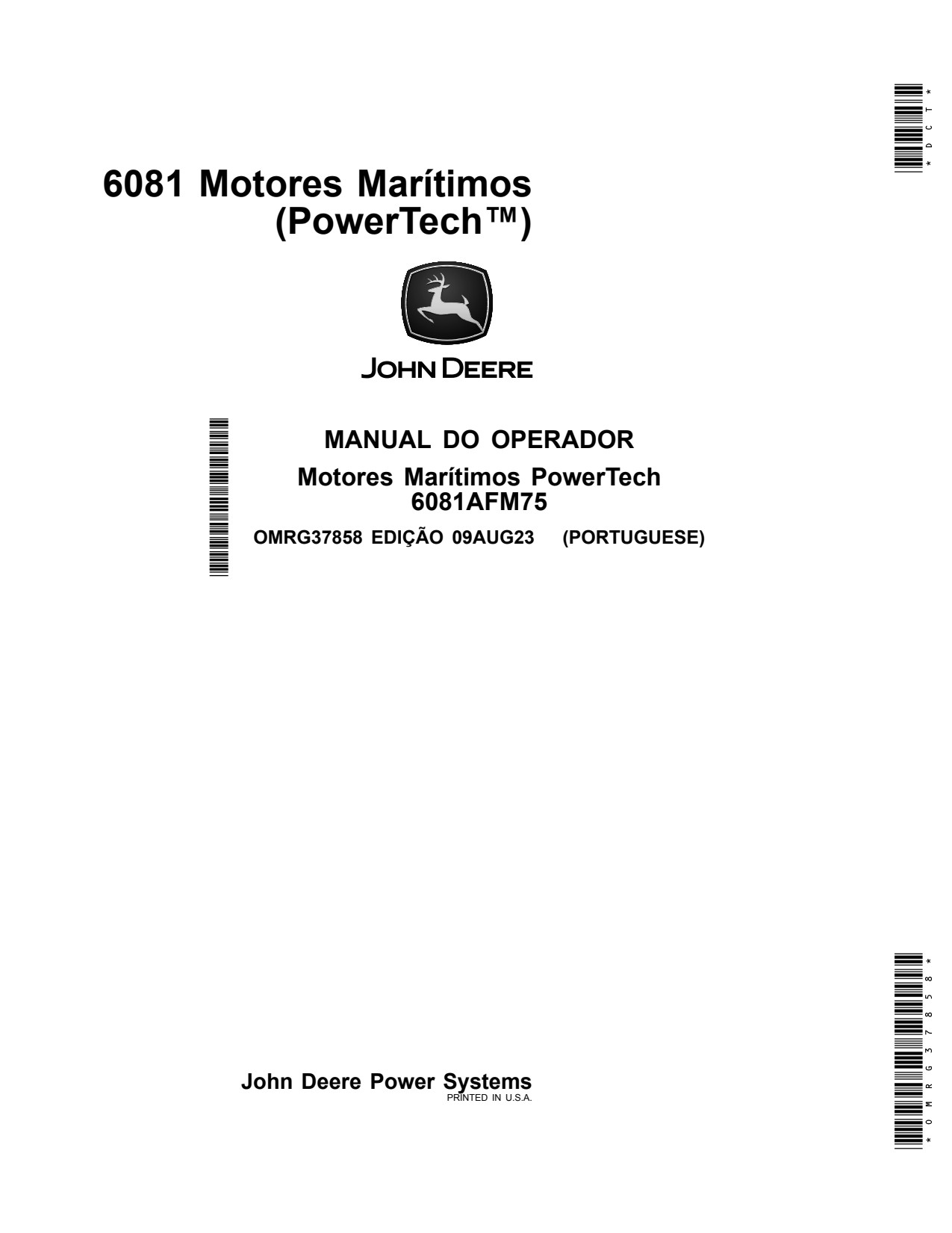 John Deere 8.1L 6081AFM75 Marine Engine Operator Manual OMRG37858 PT 1 John Deere 8.1L 6081AFM75 Marine Engine Operator Manual OMRG37858 PT