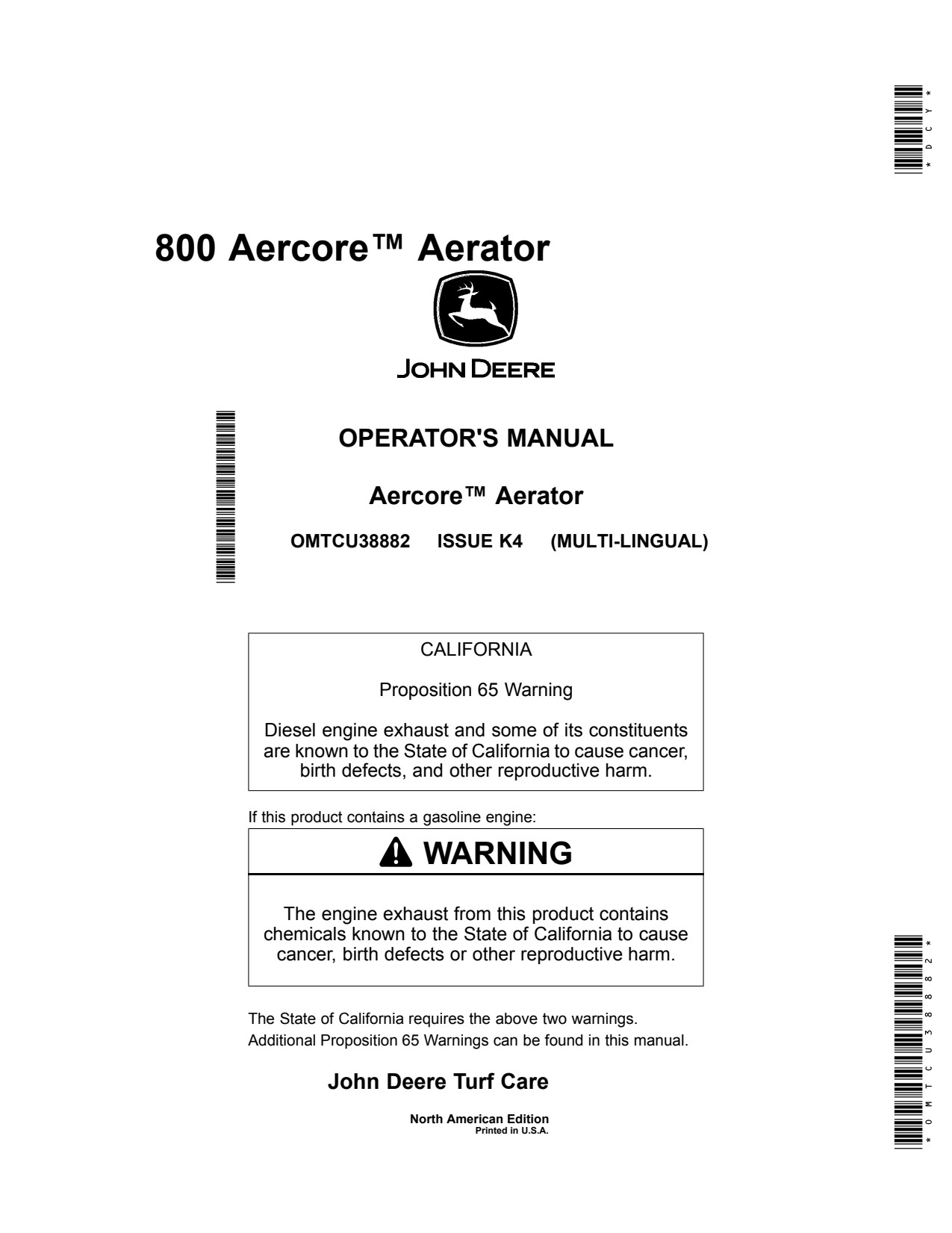 John Deere 800 Aercore Aerator Operator Manual OMTCU38882 1 John Deere 800 Aercore Aerator Operator Manual OMTCU38882